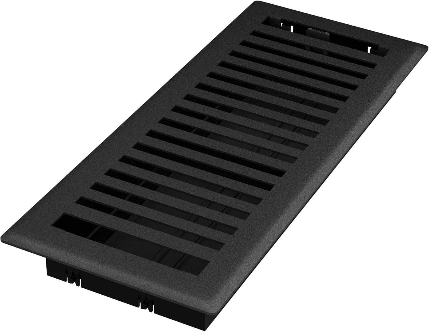 4in x 12in Montezuma Style Black Iron Metal Heating and Cooling Air Floor Register (5 PACK) - Overall 5 1/4" x 13 1/4"