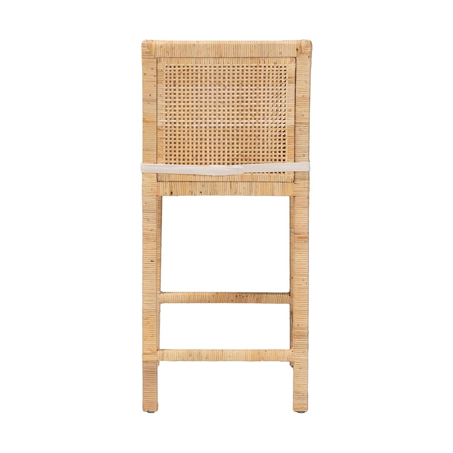 Sofia Wood and Rattan Counter Height Barstool Natural - bali & pari