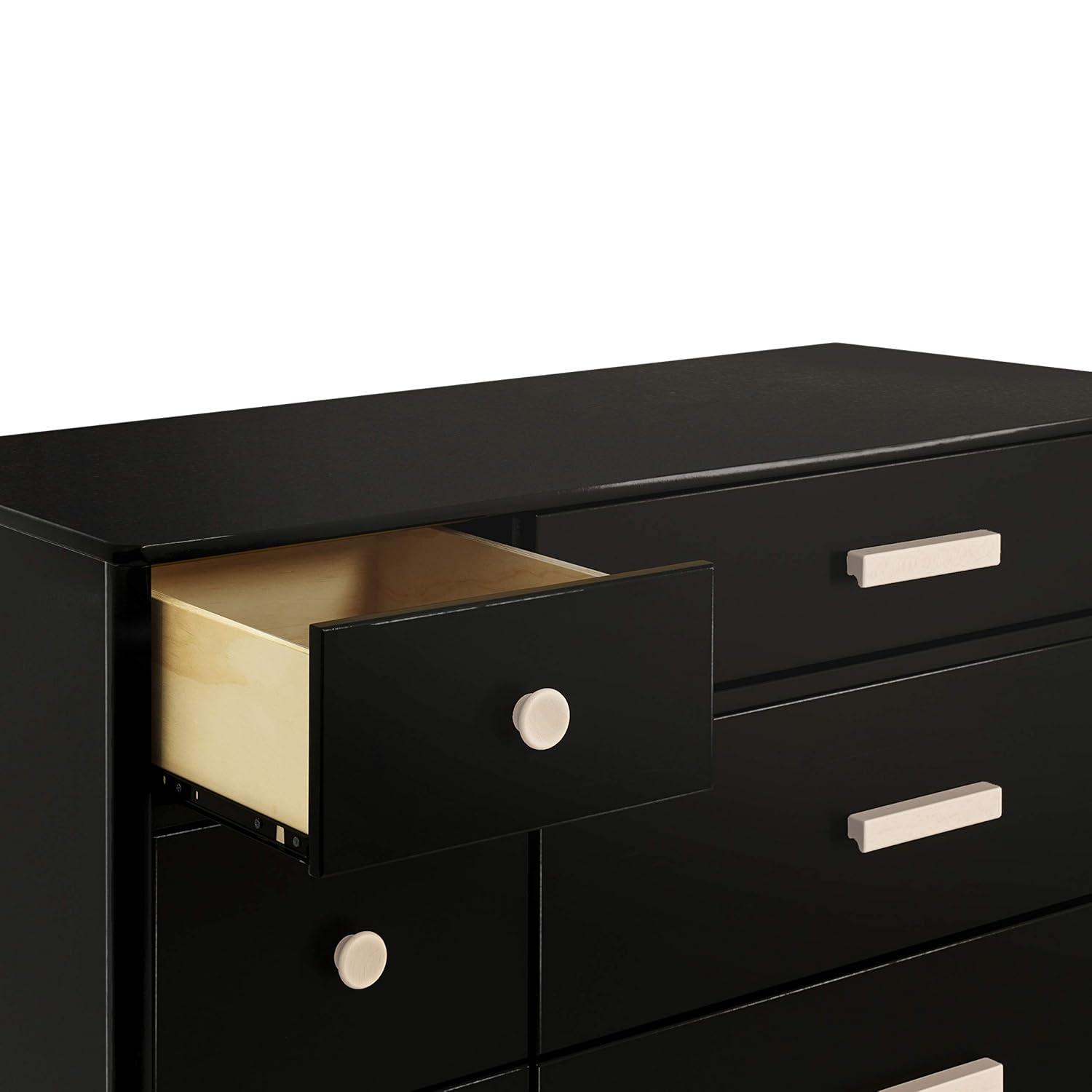 Lolly 6-Drawer Assembled Double Dresser in Black and Washed Natural