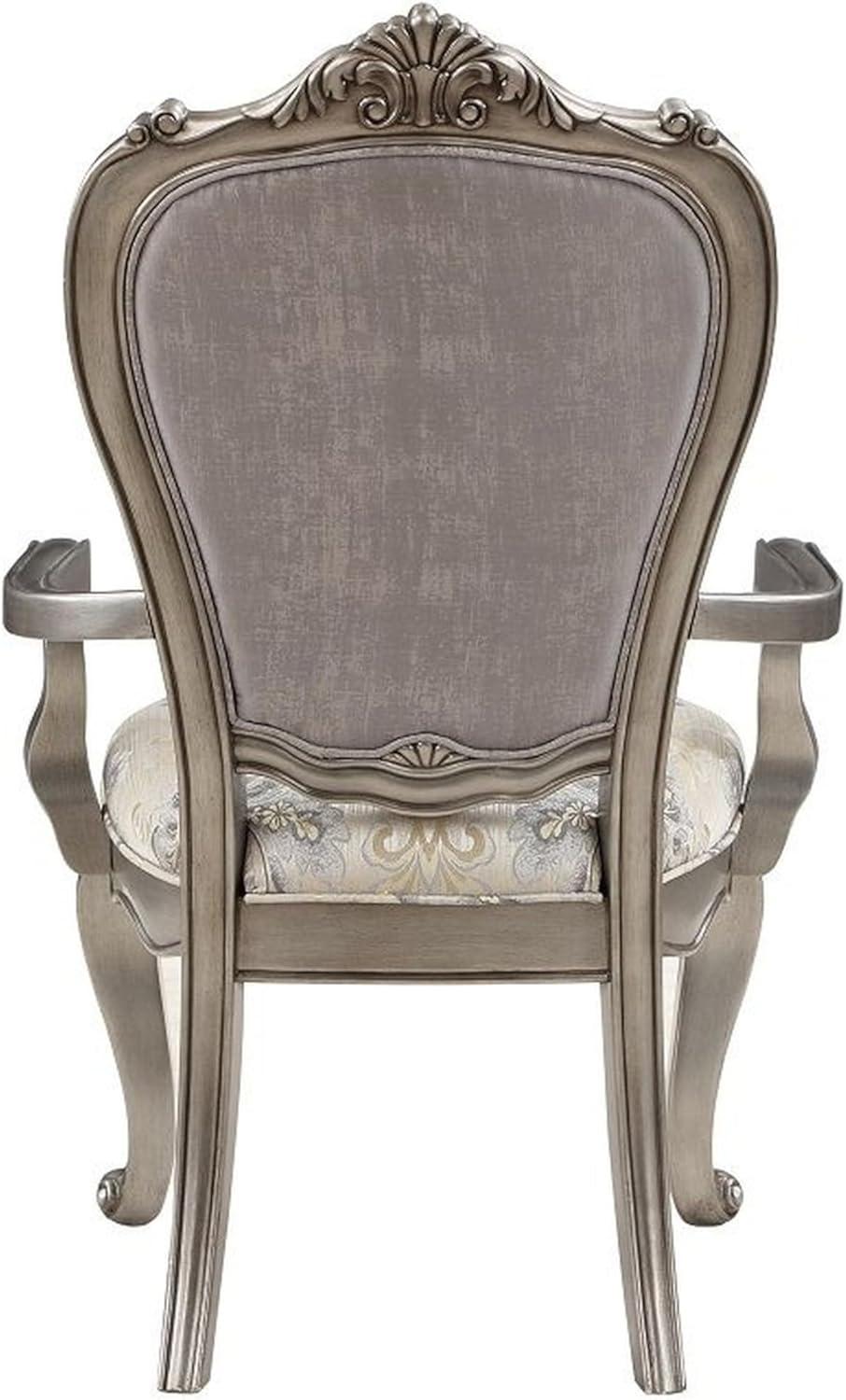 27 in. Aria Side Dining Chair, Velvet, Antique Platinum Tone - Set of 2