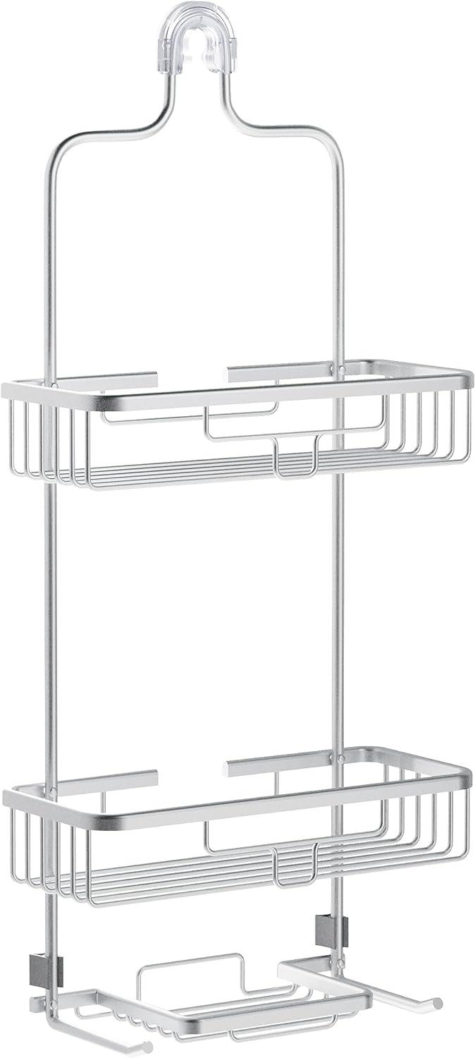 Large Satin Nickel Over-the-Shower Caddy with 2 Shelves