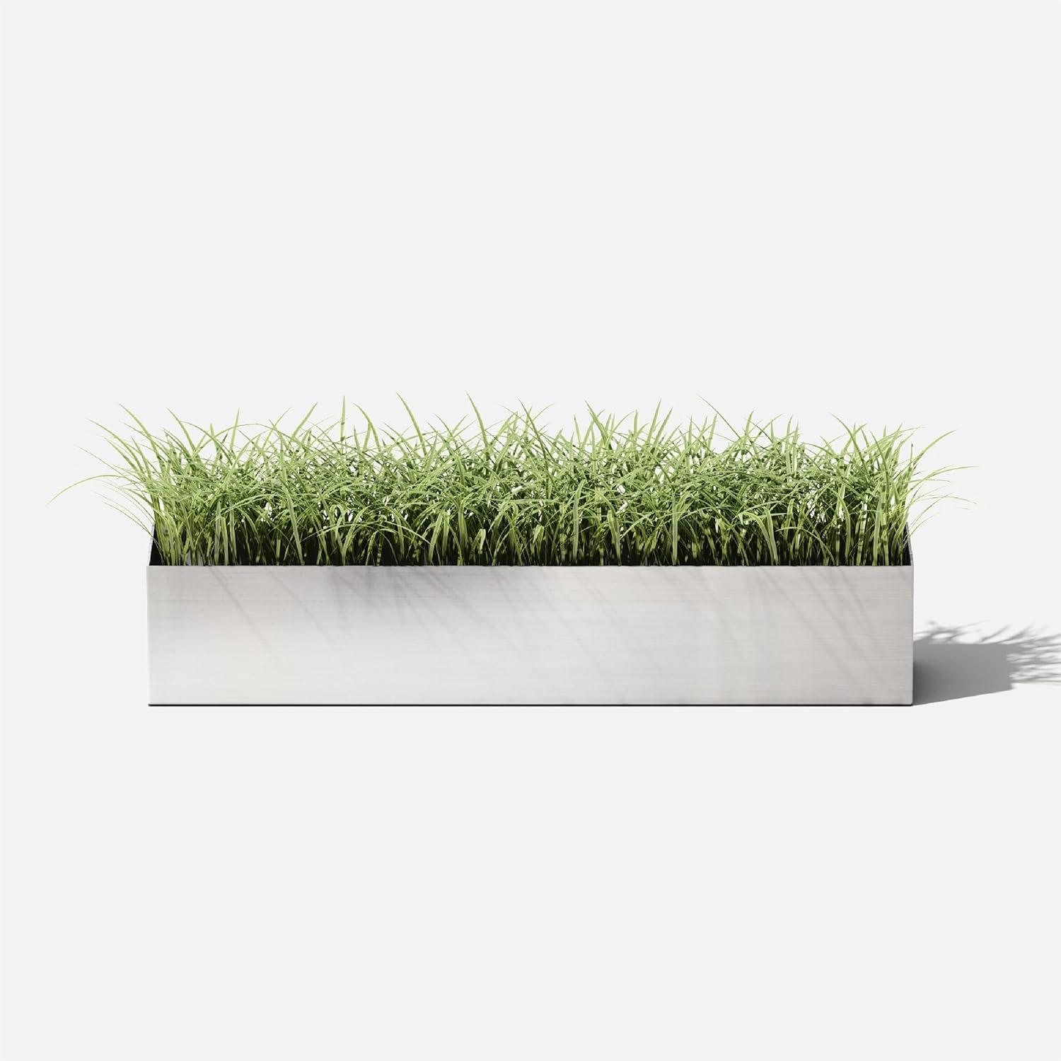 Sleek Silver Rectangular Indoor Window Mount Planter Box