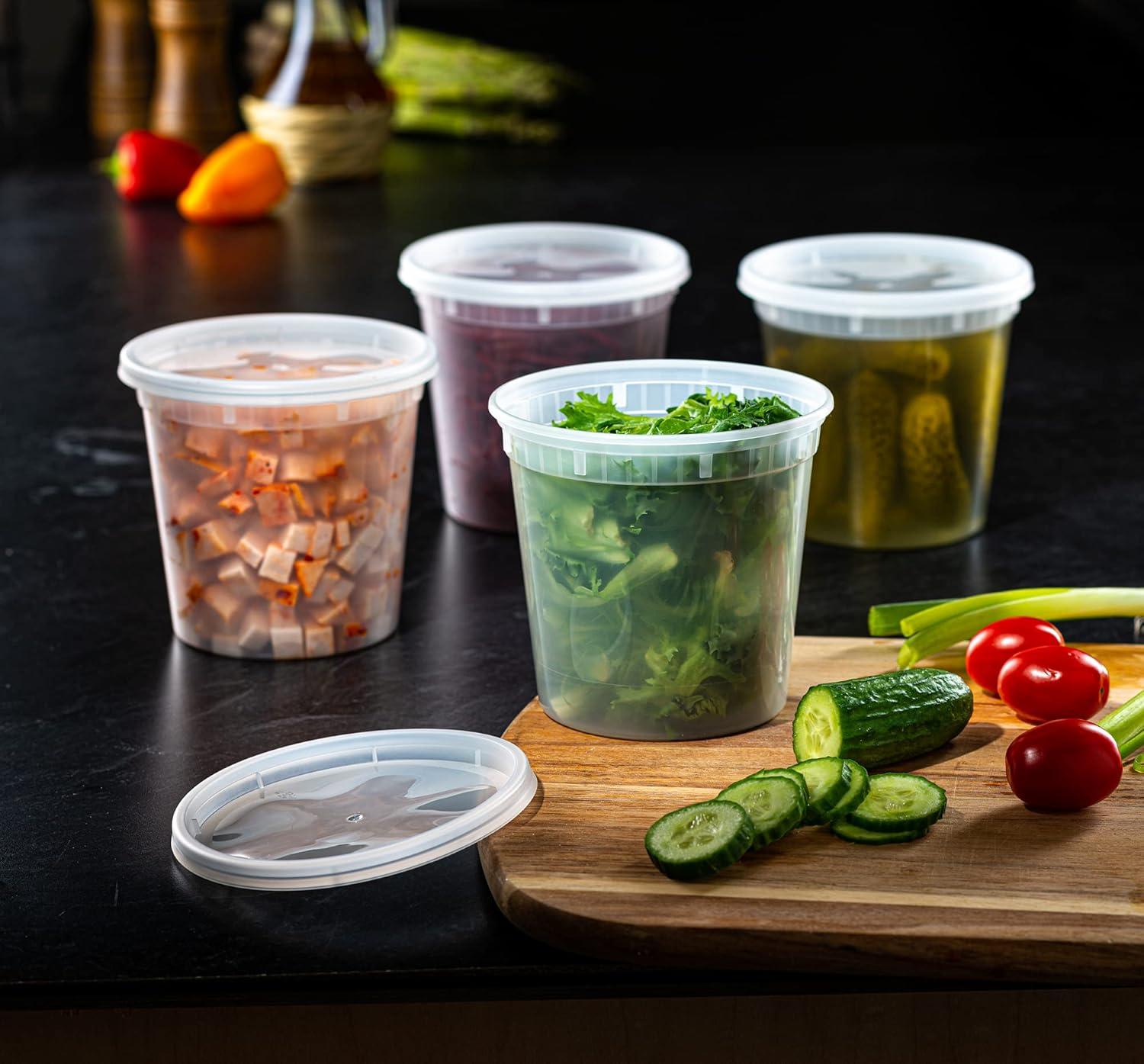 Pantry Value 24 Oz Deli Containers with Lids Food Prep Containers, 24-Pack