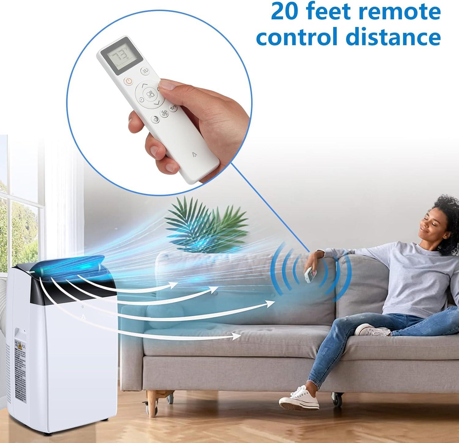 12000 BTU White Portable Air Conditioner with Remote Control