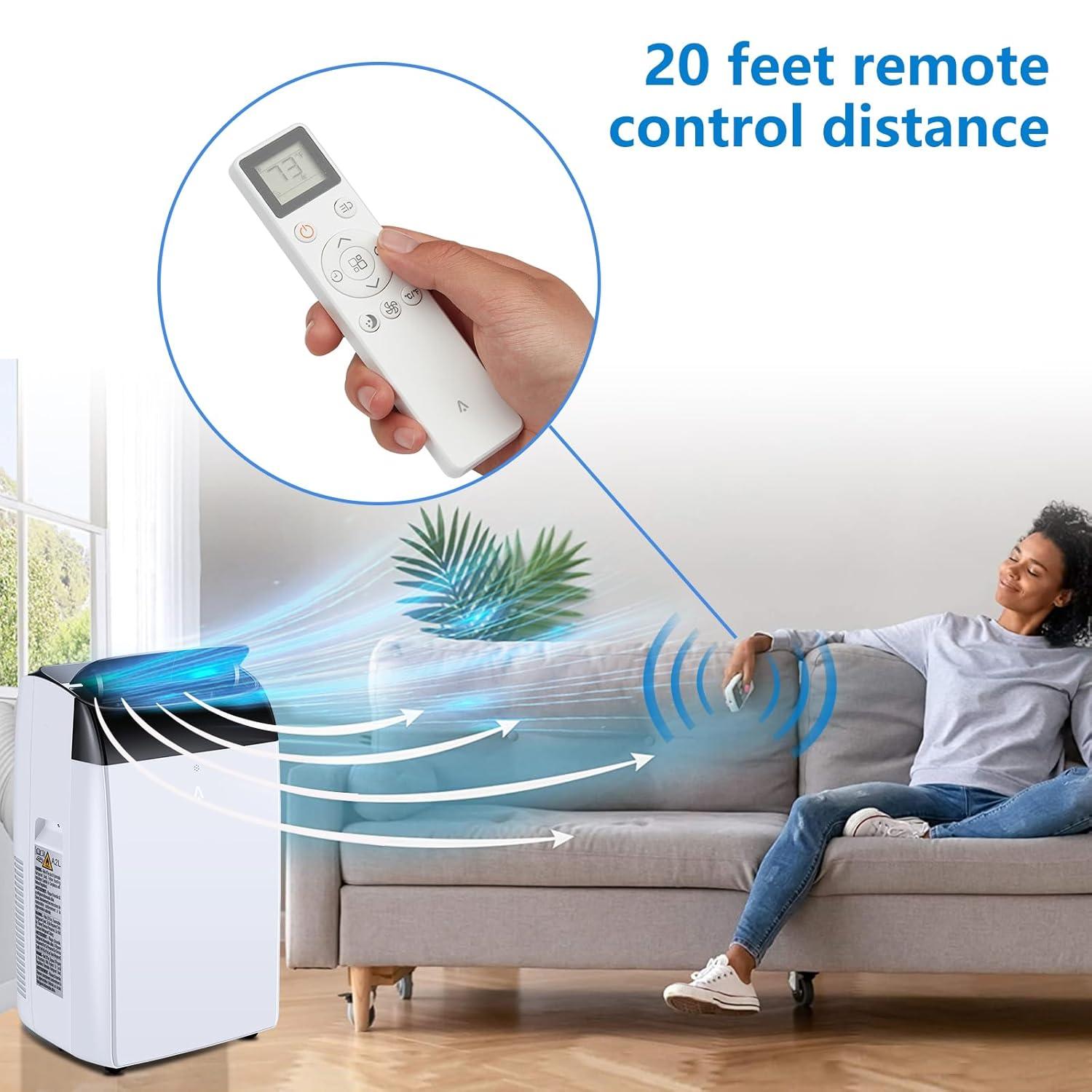 12000 BTU White Portable Air Conditioner with Remote Control