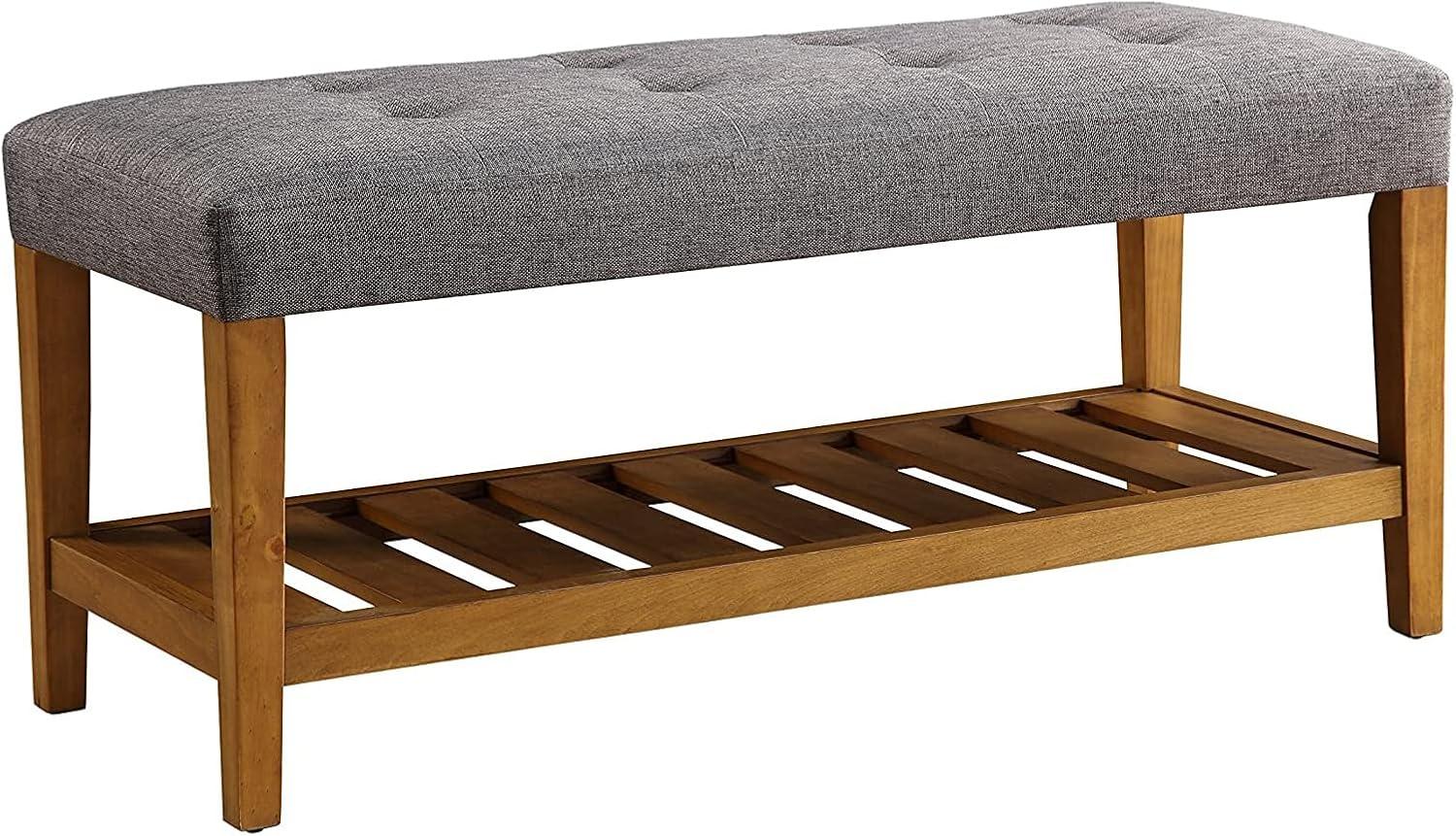 Wooden Bench Gray and Oak - Saltoro Sherpi