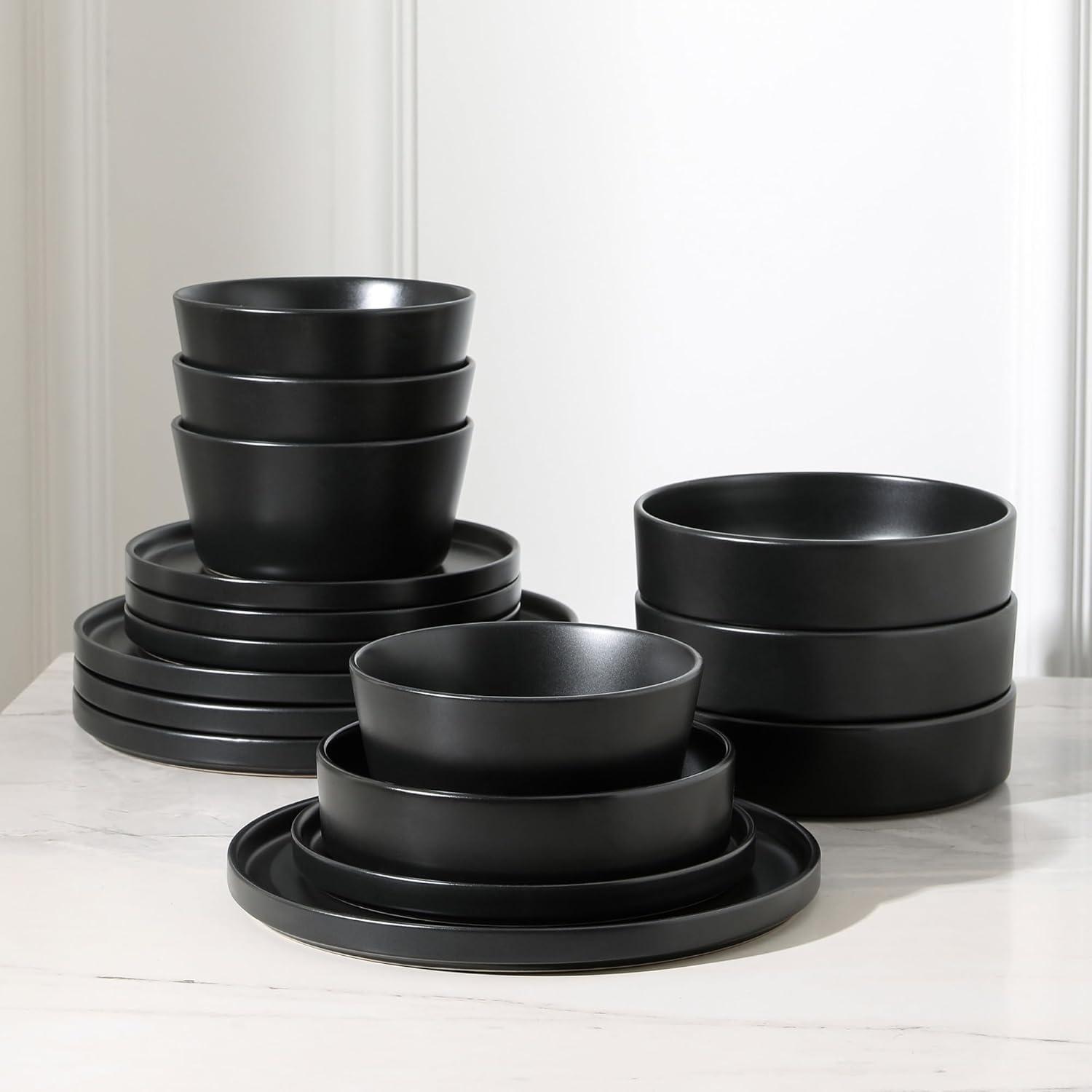 Black Ceramic 32-Piece Dinnerware Set for 8