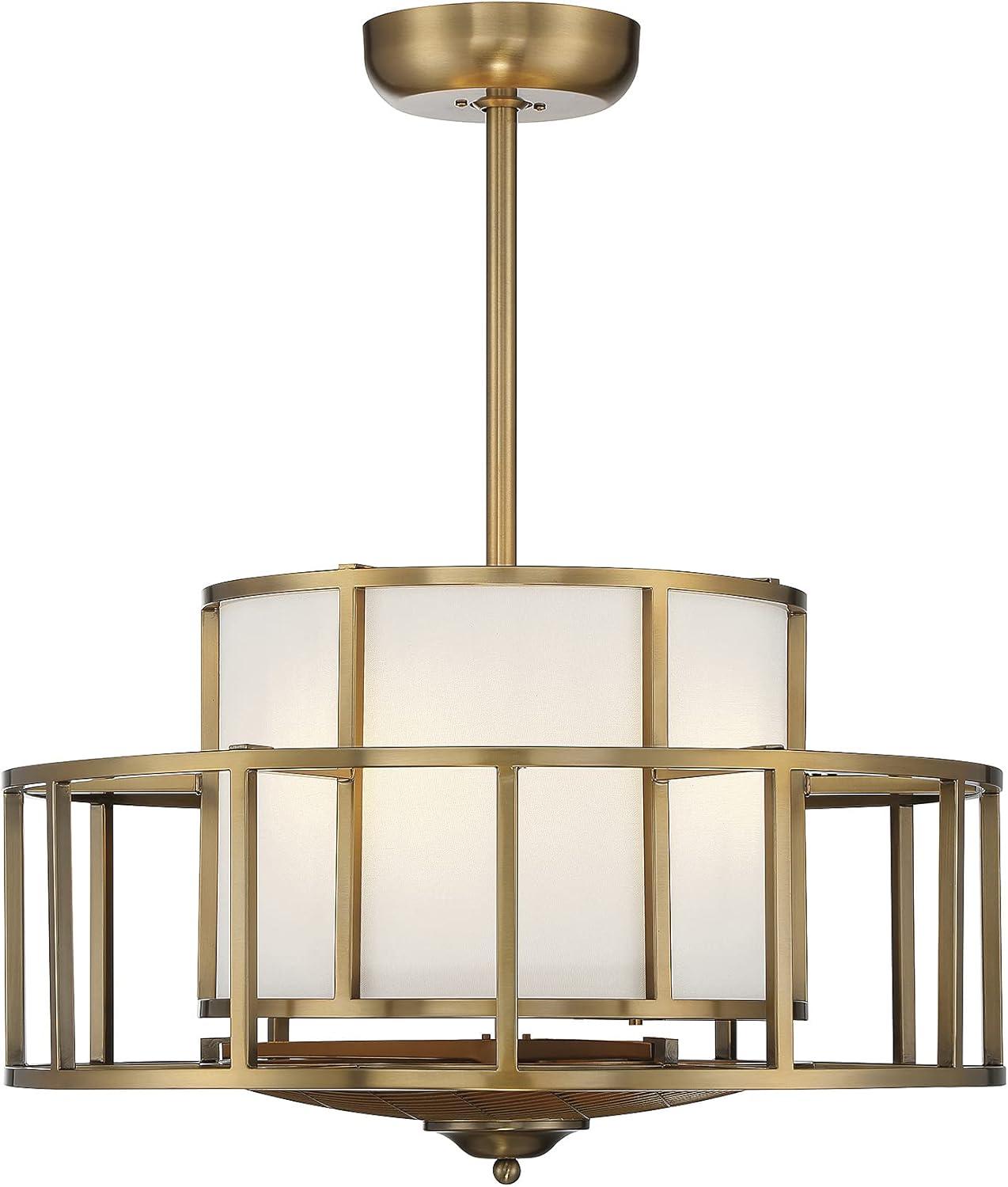 Warm Brass Four Light Fan D'Lier from the Oslo Collection