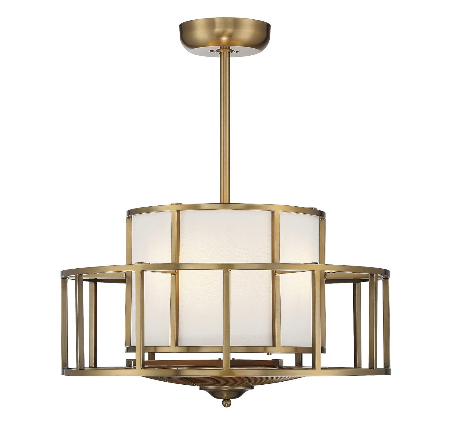 Warm Brass Four Light Fan D'Lier from the Oslo Collection