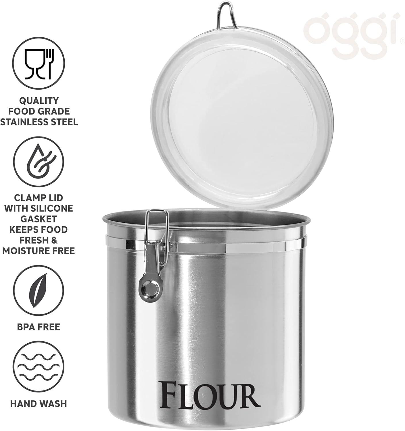 Jumbo Stainless Steel Flour Canister with Clear Lid