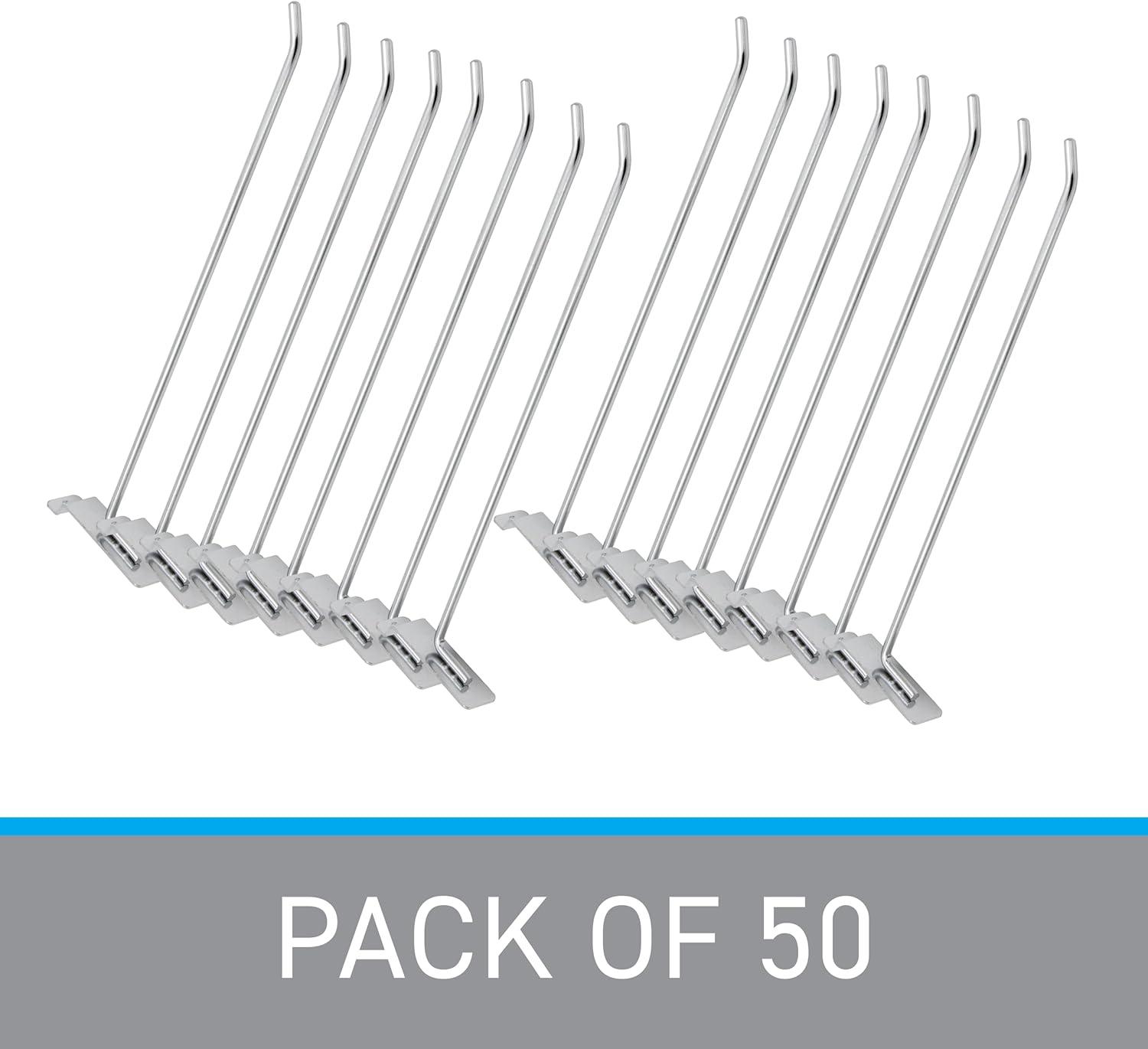 6 Inch Metal Wire Slatwall Hook, 50-Pack