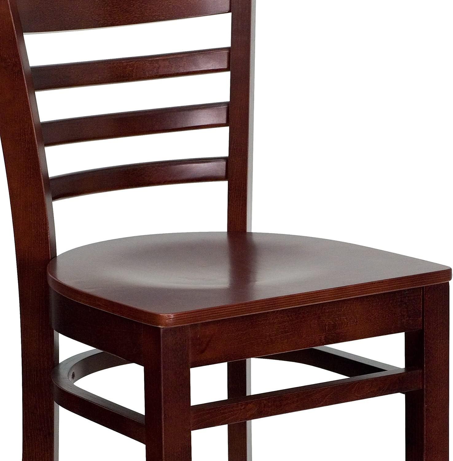 Elegant Mahogany Wood Ladder Back Barstool with Footrest