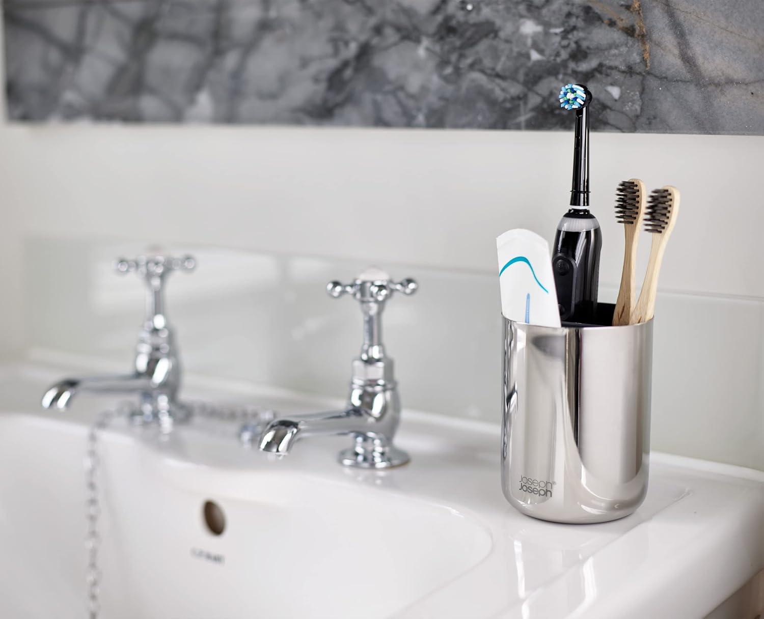 Joseph Joseph EasyStore Luxe Stainless Steel Compact Toothbrush Holder