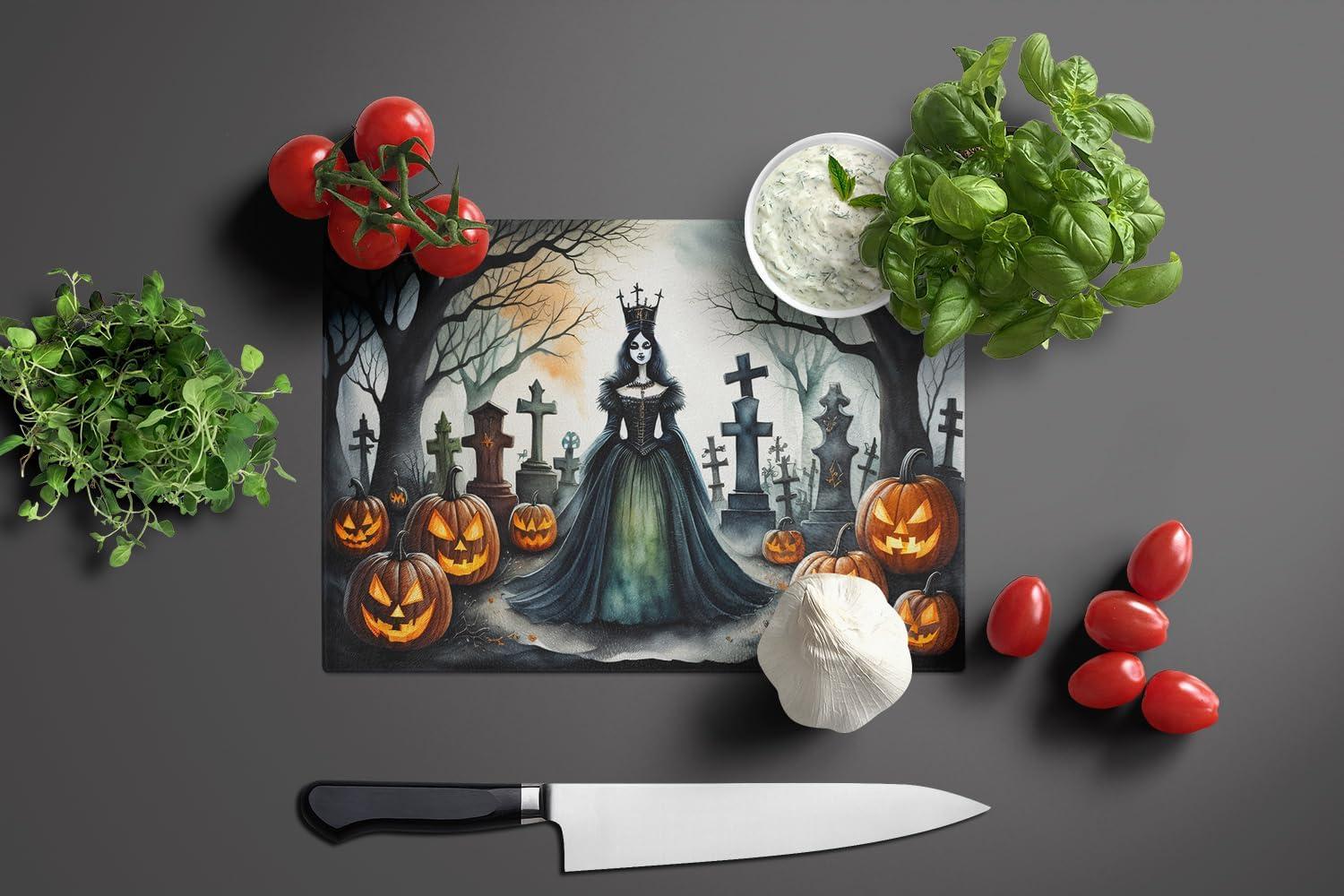 Caroline's Treasures Evil Queen Spooky Halloween Glass Cutting Board Large