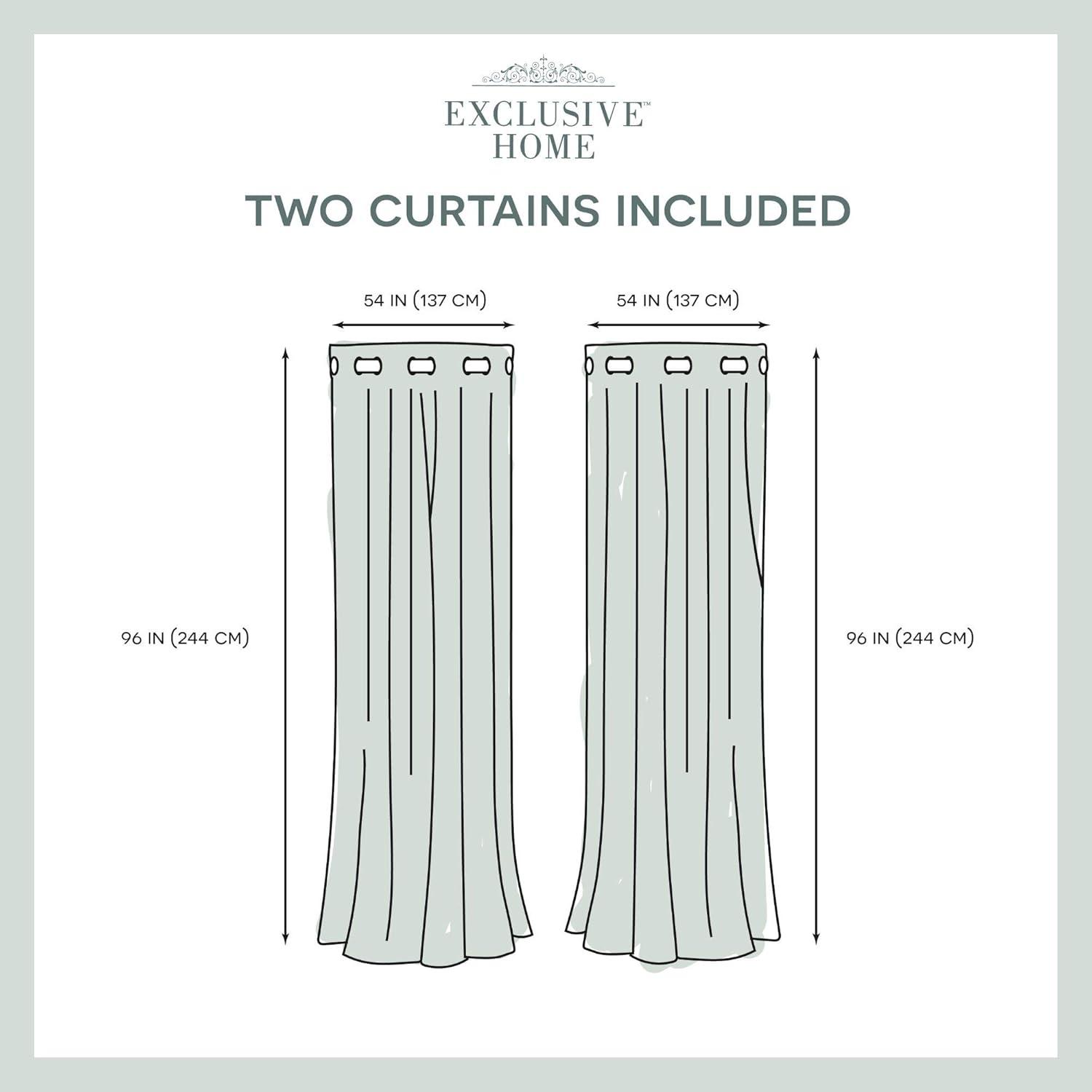 Set of 2 96"x54" Chateau Striped Faux Silk Grommet Top Curtain Panel Burgundy/Taupe - Exclusive Home: Modern Window Drapes