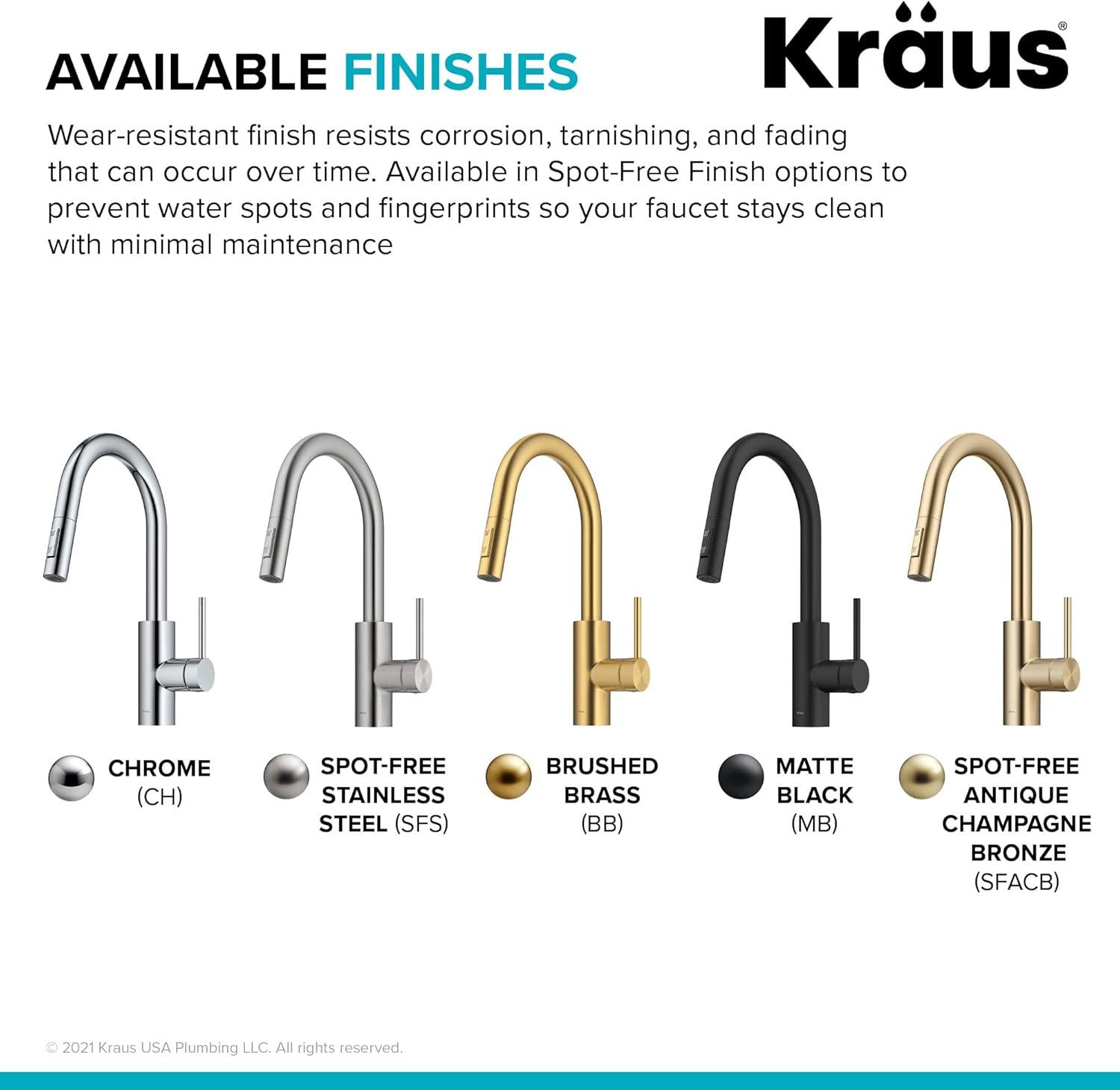 KRAUS Oletto Single Handle Pull Down Kitchen Faucet with QuickDock Top Mount Installation Assembly