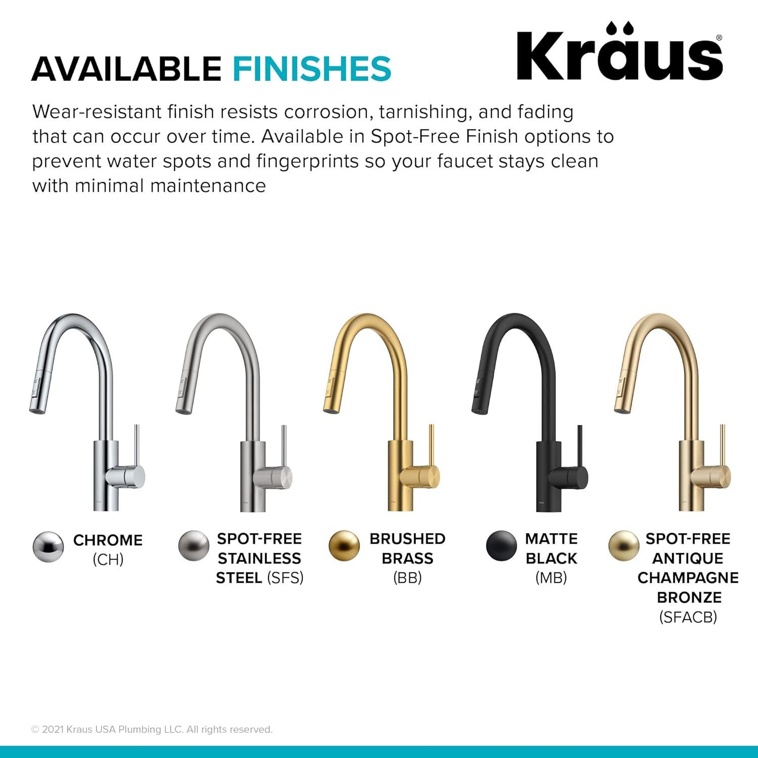 KRAUS Oletto Single Handle Pull Down Kitchen Faucet with QuickDock Top Mount Installation Assembly