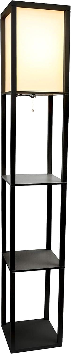 Simple Designs 62.5" Three Shelf Etagere Organizer Storage Floor Lamp