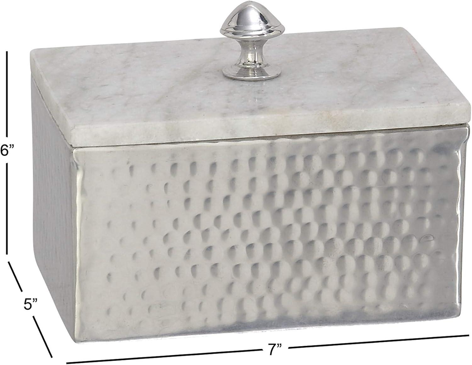 DecMode Gray Marble Decorative Jewelry Box with Marble Lid