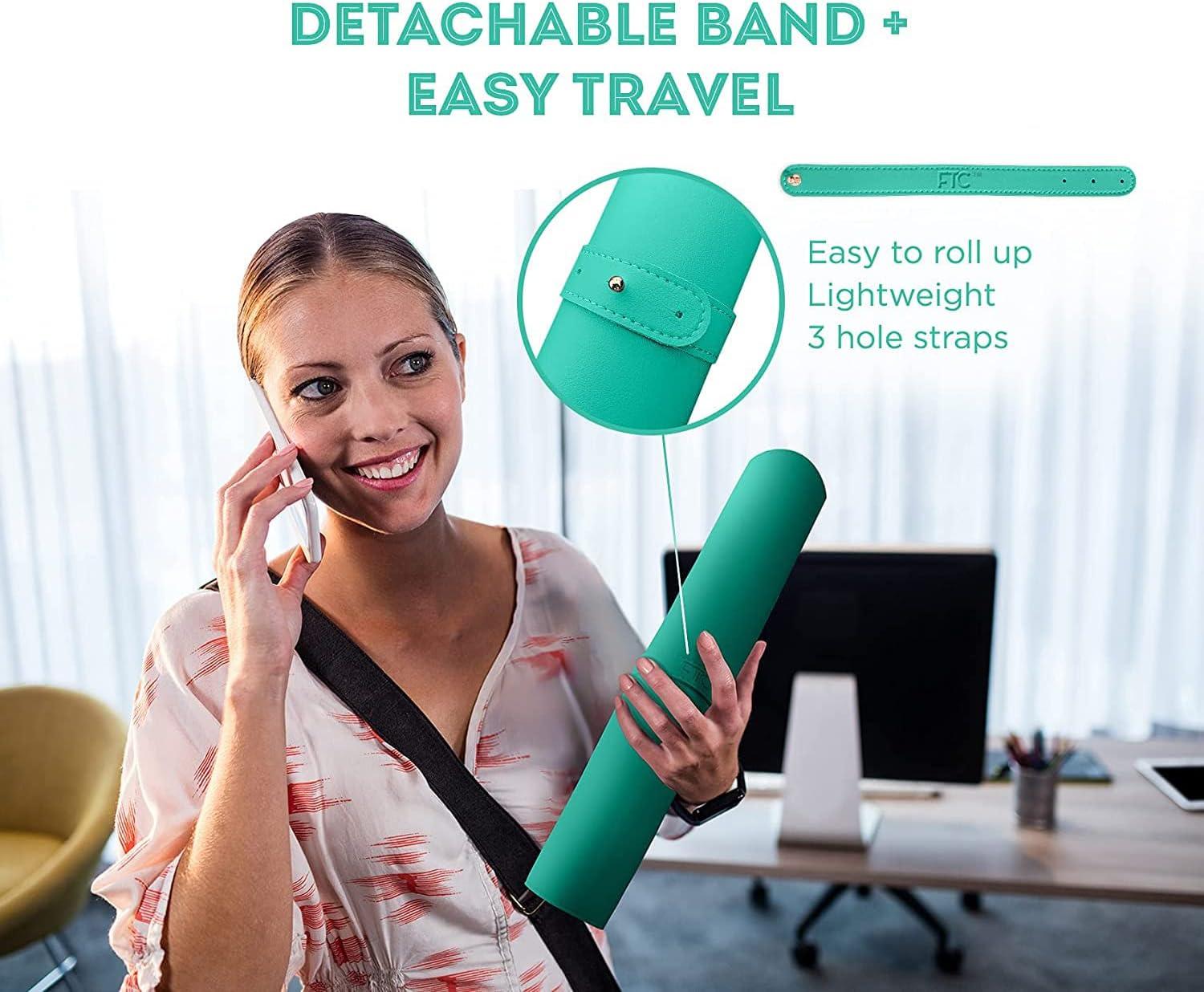 FTC PU Leather Desk Pad and Blotter, Non-Slip Flannelette Base, Stitched, Mouse and Writing Mat - 31.5” x 15.75” Turquoise