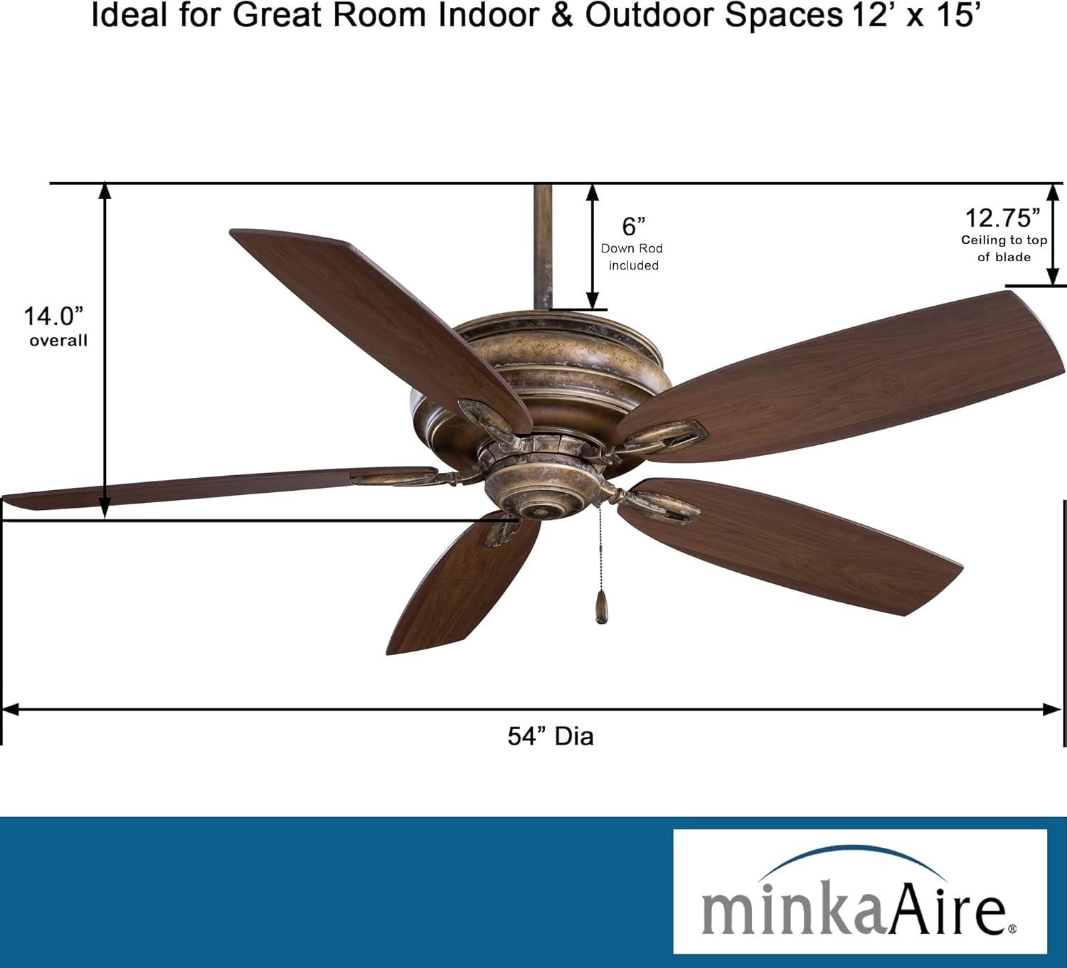 54" Minka Aire Rustic Indoor Ceiling Fan French Beige Maple Wood Blades for Living Room Kitchen Bedroom Family Dining House Home