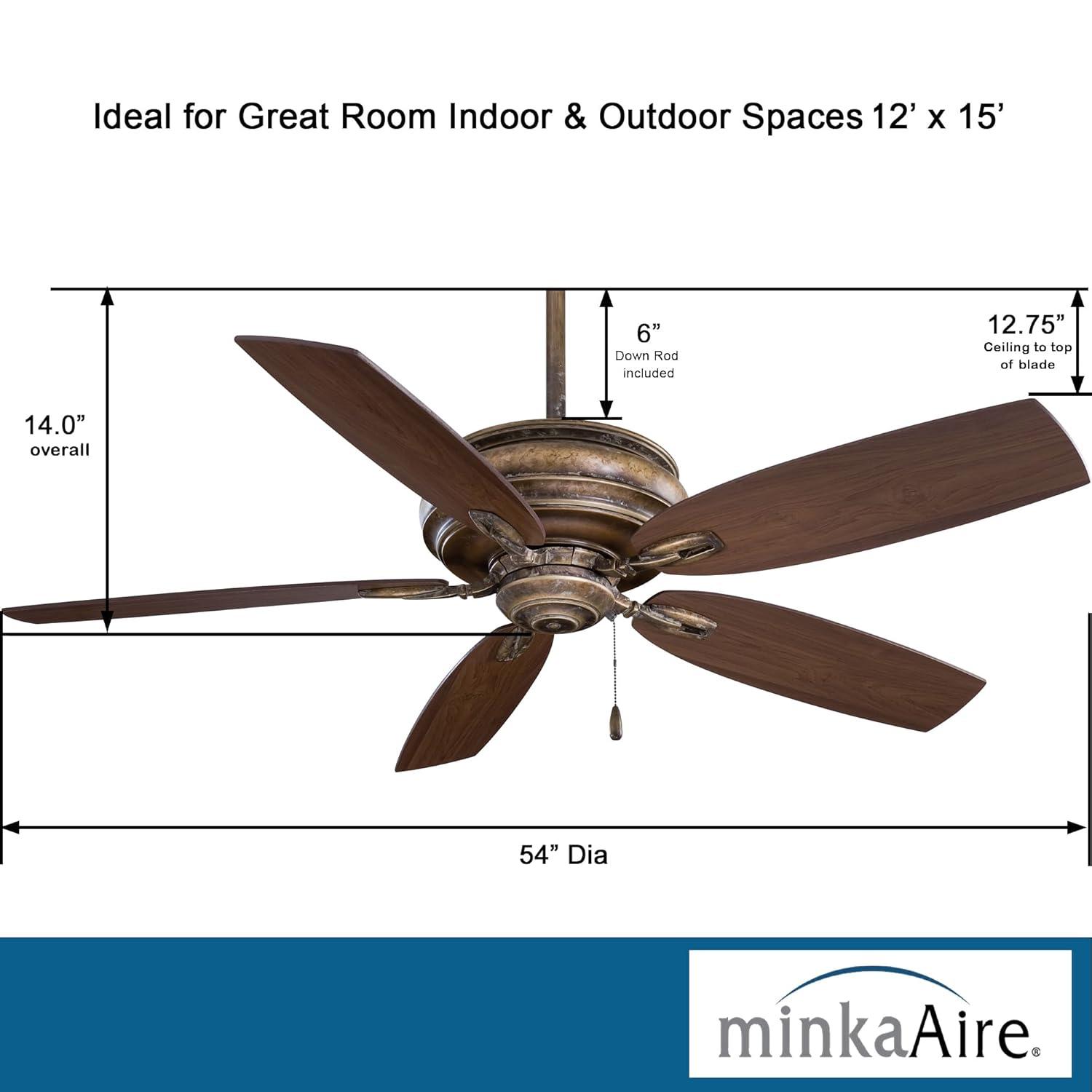 54" Minka Aire Rustic Indoor Ceiling Fan French Beige Maple Wood Blades for Living Room Kitchen Bedroom Family Dining House Home