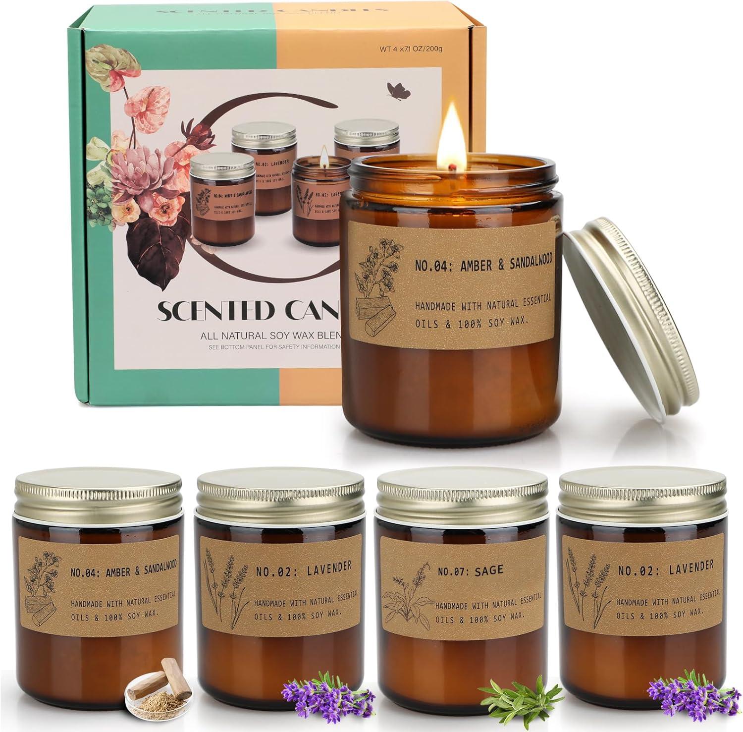 Aromatherapy Candles For Home, Stress Relief | Meditation | Yoga | SPA | Relaxing Candle Gift Set, Jar Candles For Women, Birthday, Valentine's Day, Anniversary, 7.1 Ounces - Pack Of 4