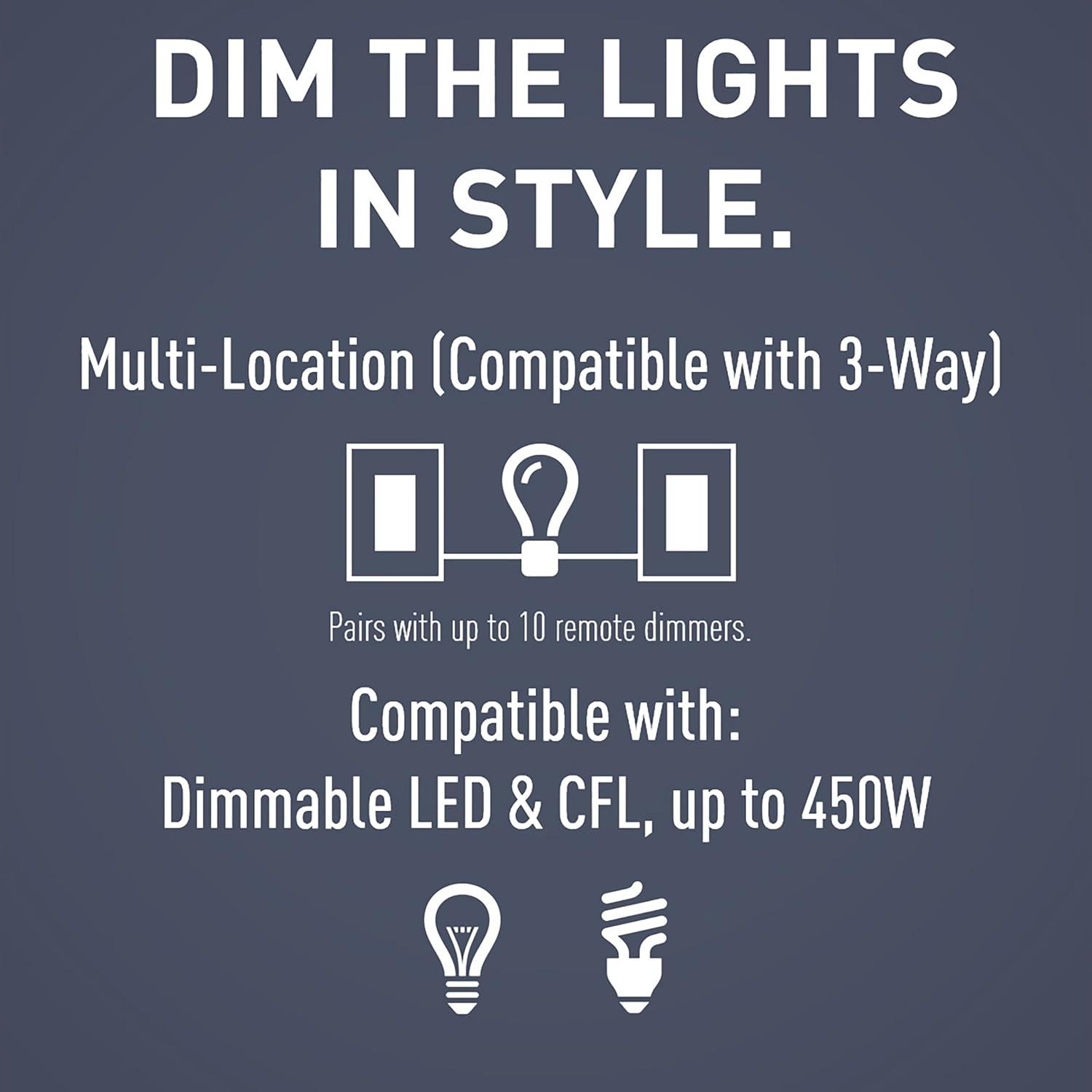 Legrand Hcl453pmm Radiant 450 Watt 120 Volt Multi-Location Master Dimmer Switch Wall