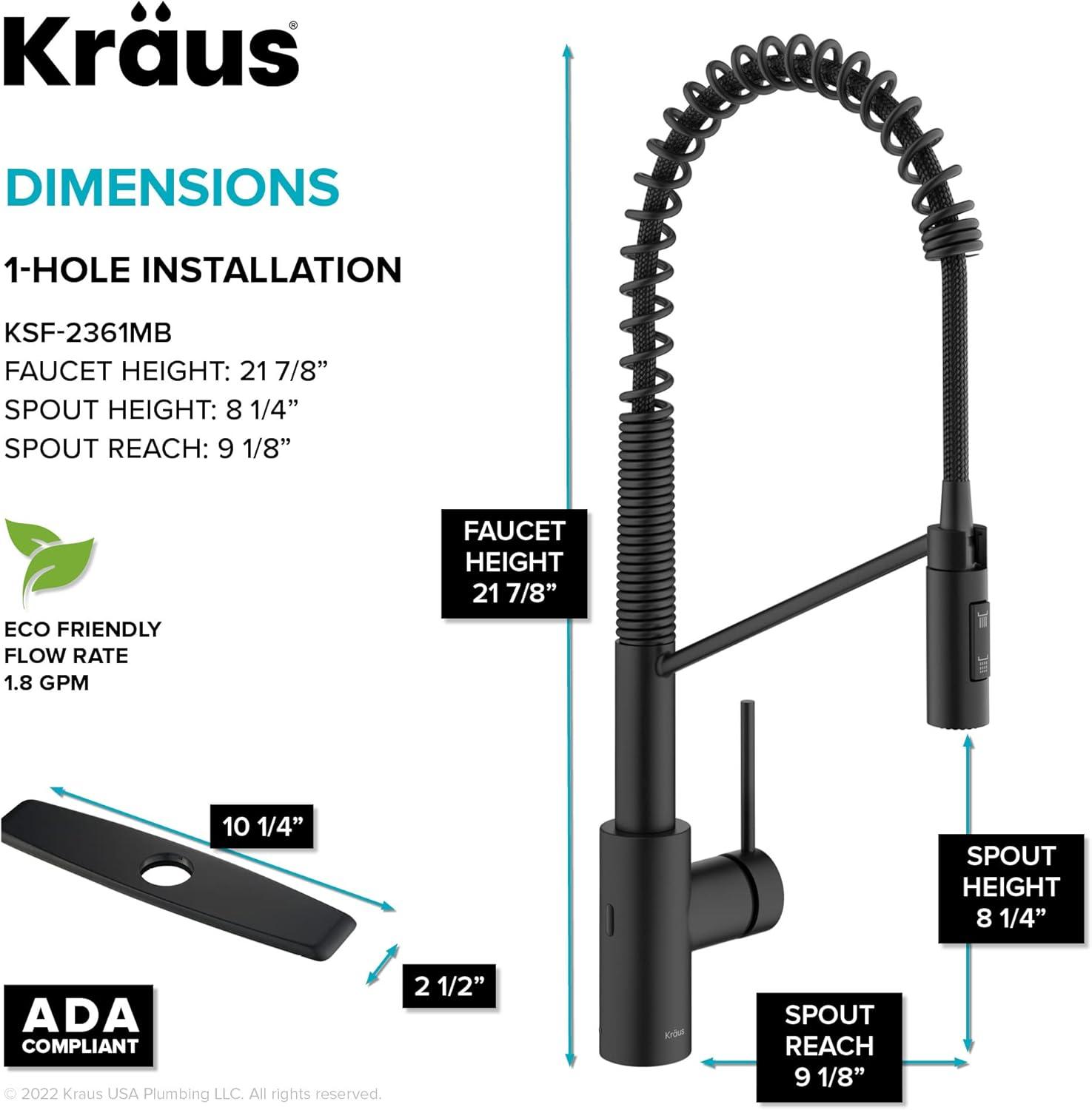 KRAUS Oletto Touchless Sensor Commercial Pull-Down Single Handle Kitchen Faucet with QuickDock Top Mount Assembly