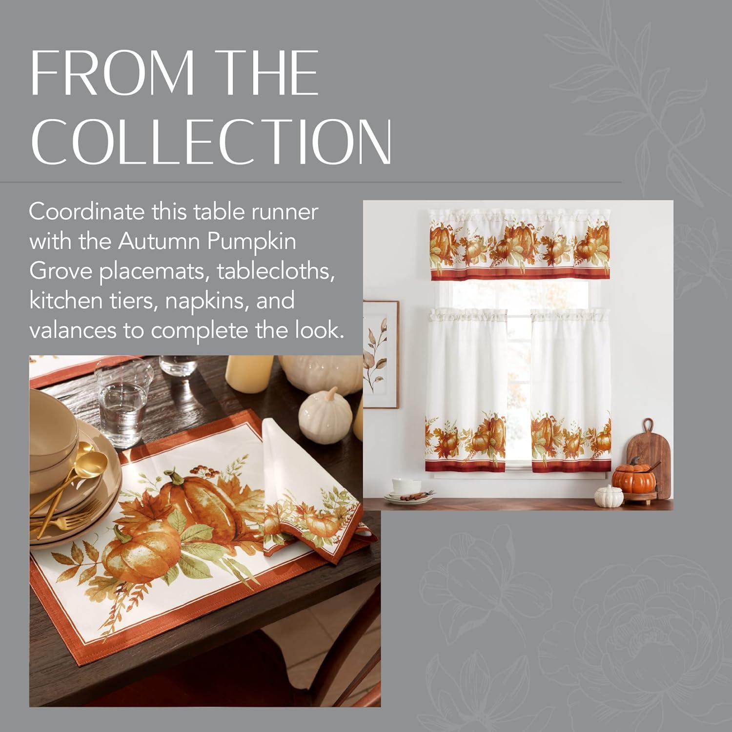 Autumn Pumpkin Grove Fall Table Runner - Orange/Rust - 13x70 - Elrene Home Fashions