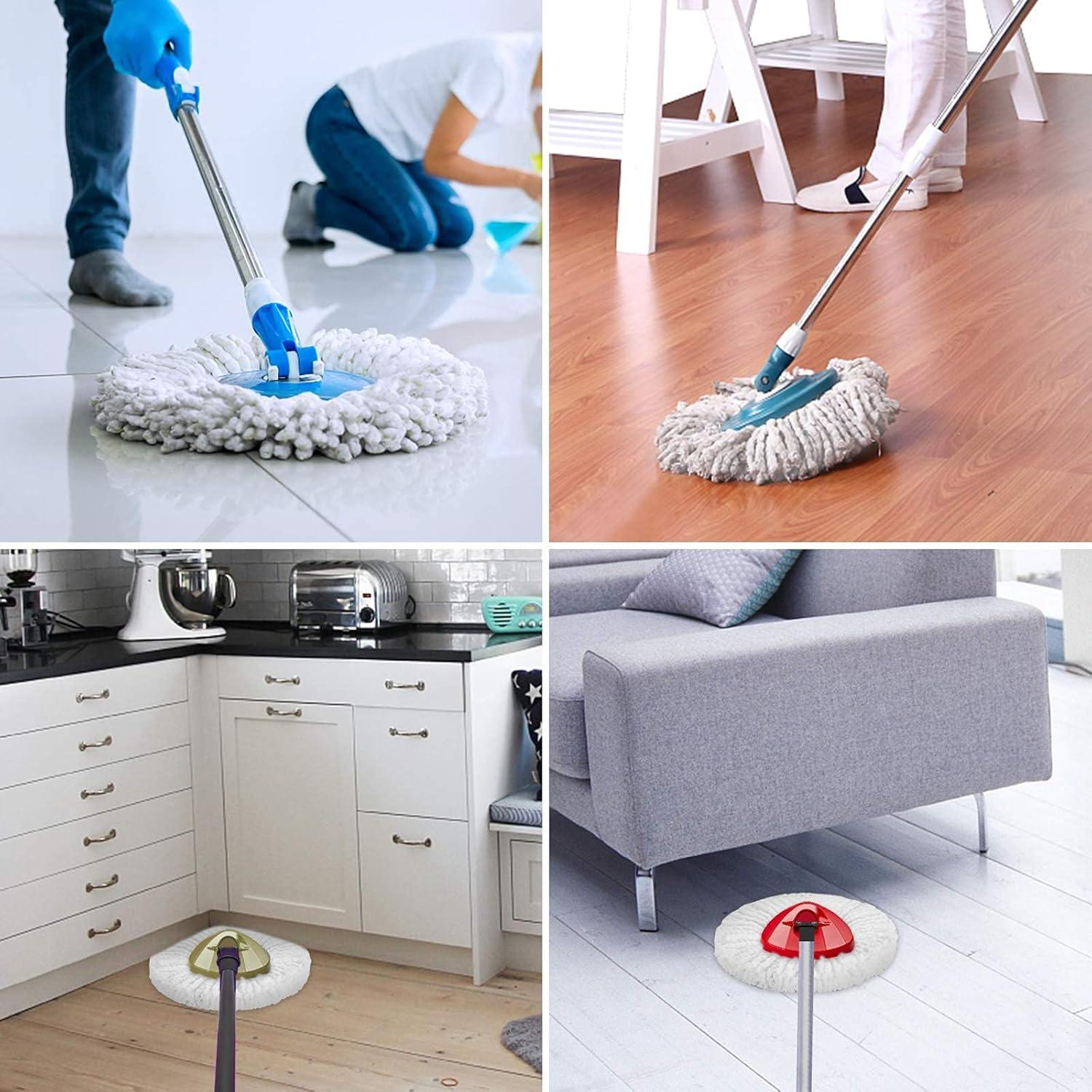 6 Pack White Microfiber Spin Mop Refill Heads