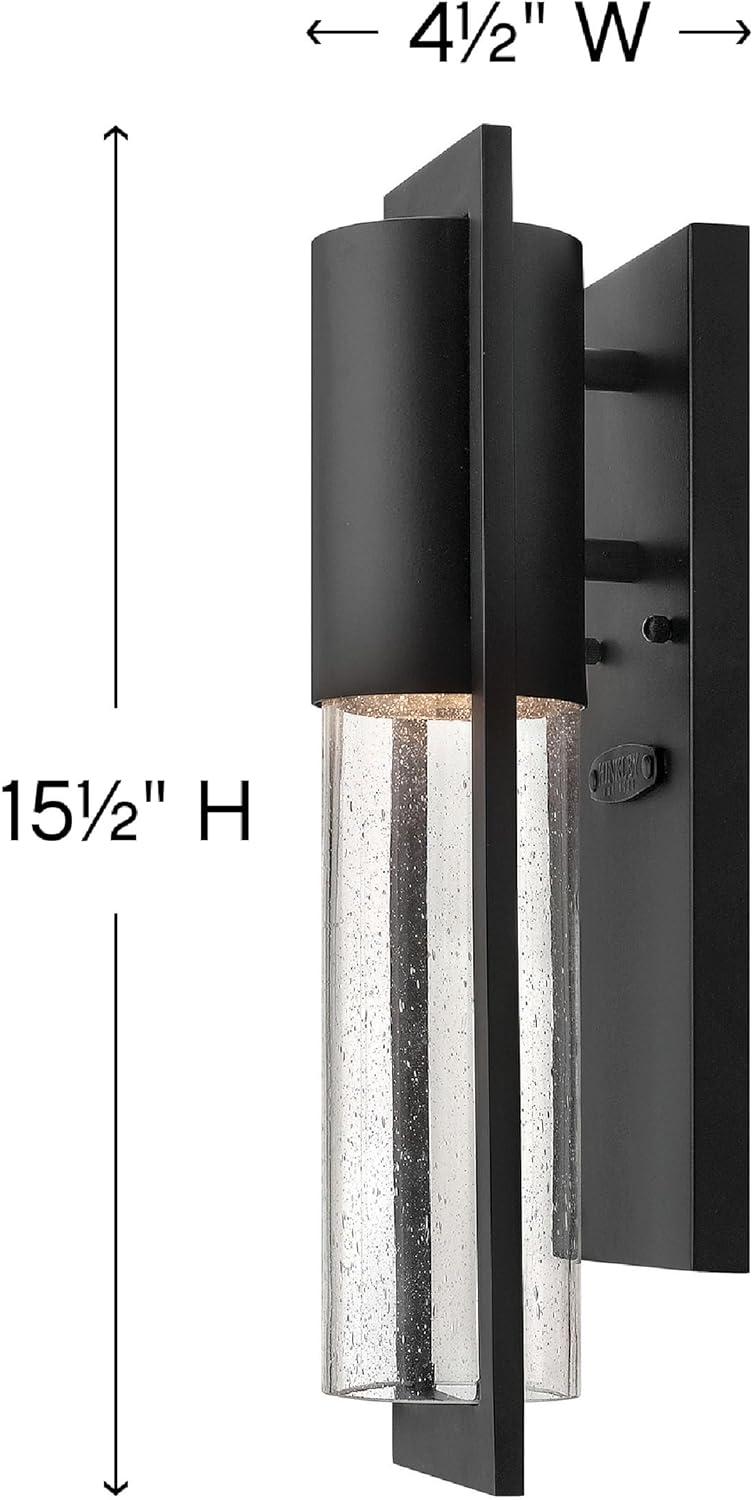 Sleek Black Outdoor Wall Sconce with Clear Seedy Glass