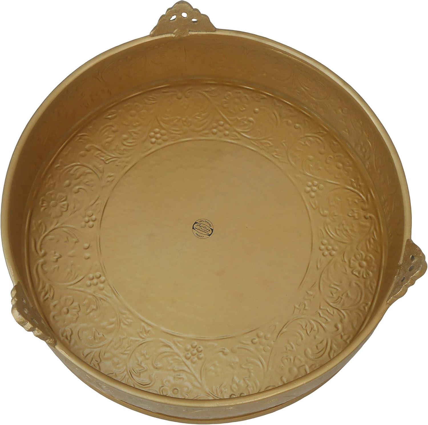 Efavormart 18 inch Gold Round Embossed Metal Cake Plateau Stand Riser Wedding Birthday Party Dessert Cake Pedestal Display Plate