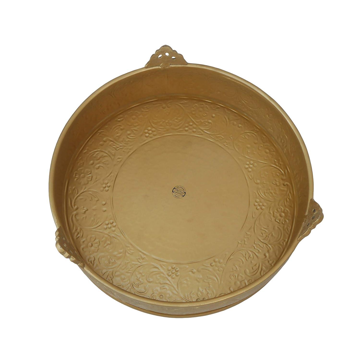 Efavormart 18 inch Gold Round Embossed Metal Cake Plateau Stand Riser Wedding Birthday Party Dessert Cake Pedestal Display Plate