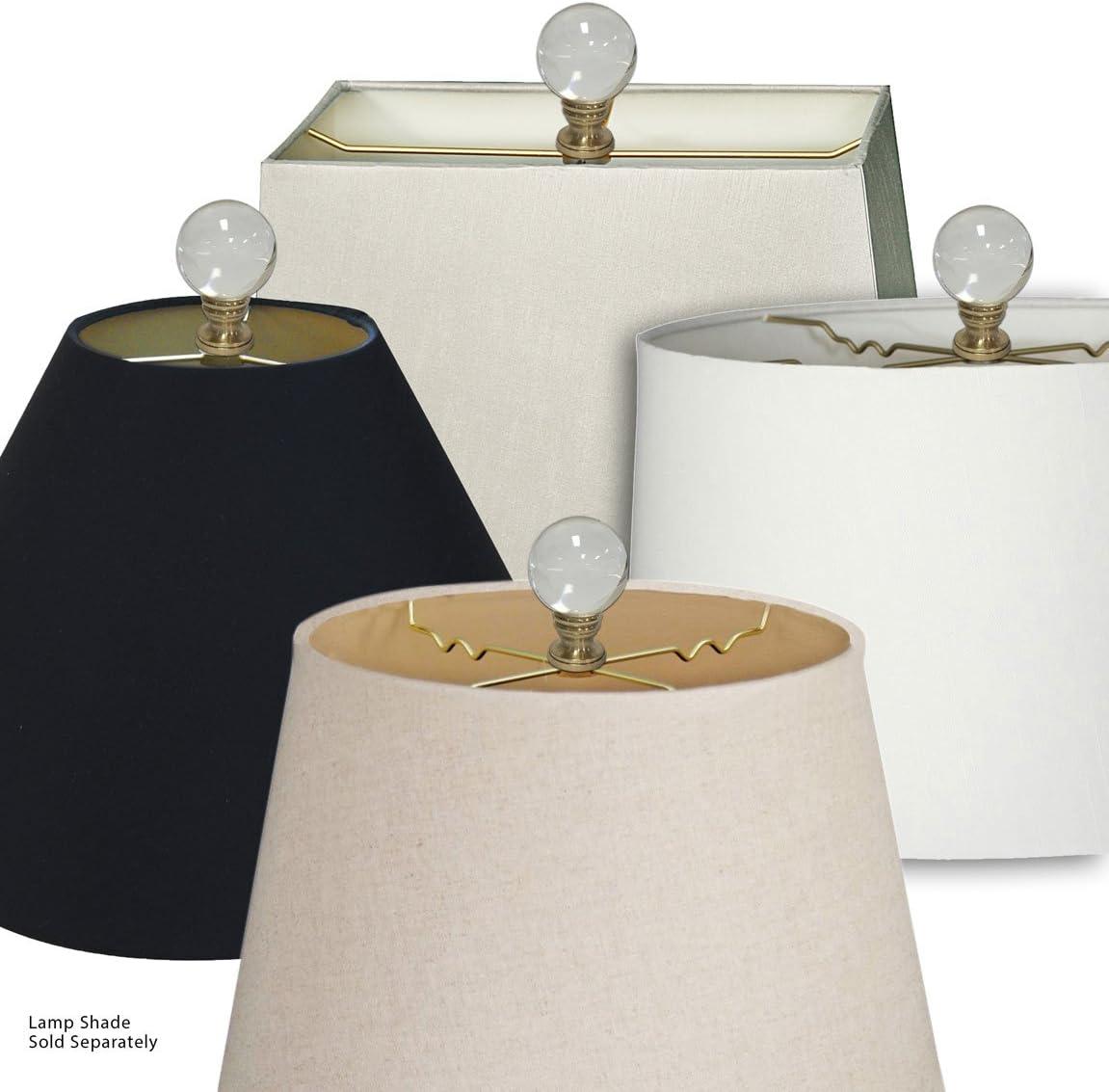 Royal Designs CCF-2016M-PB-2 Medium Clear Ball K9 Crystal Finial For Lamp Shade With Polished Brass Base, Set of 2