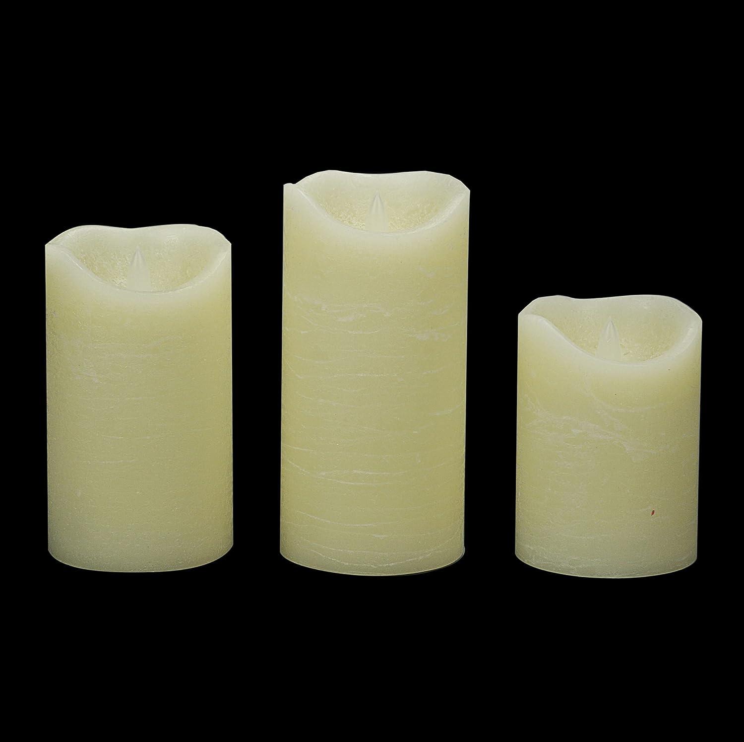 Ivory Flameless LED Pillar Candles with Remote Timer, 3 Pack