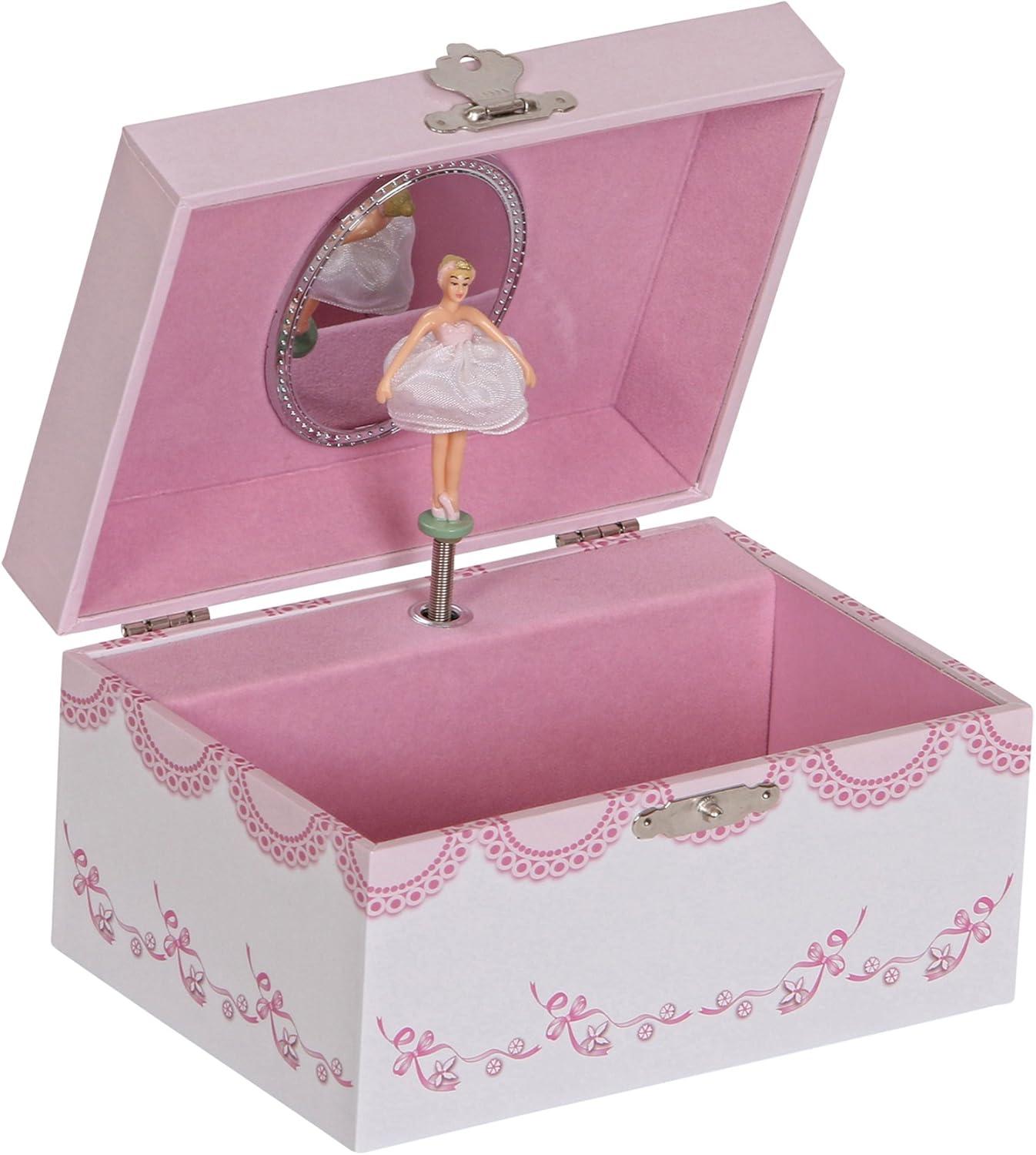 Clarice Pink and White Musical Ballerina Jewelry Box