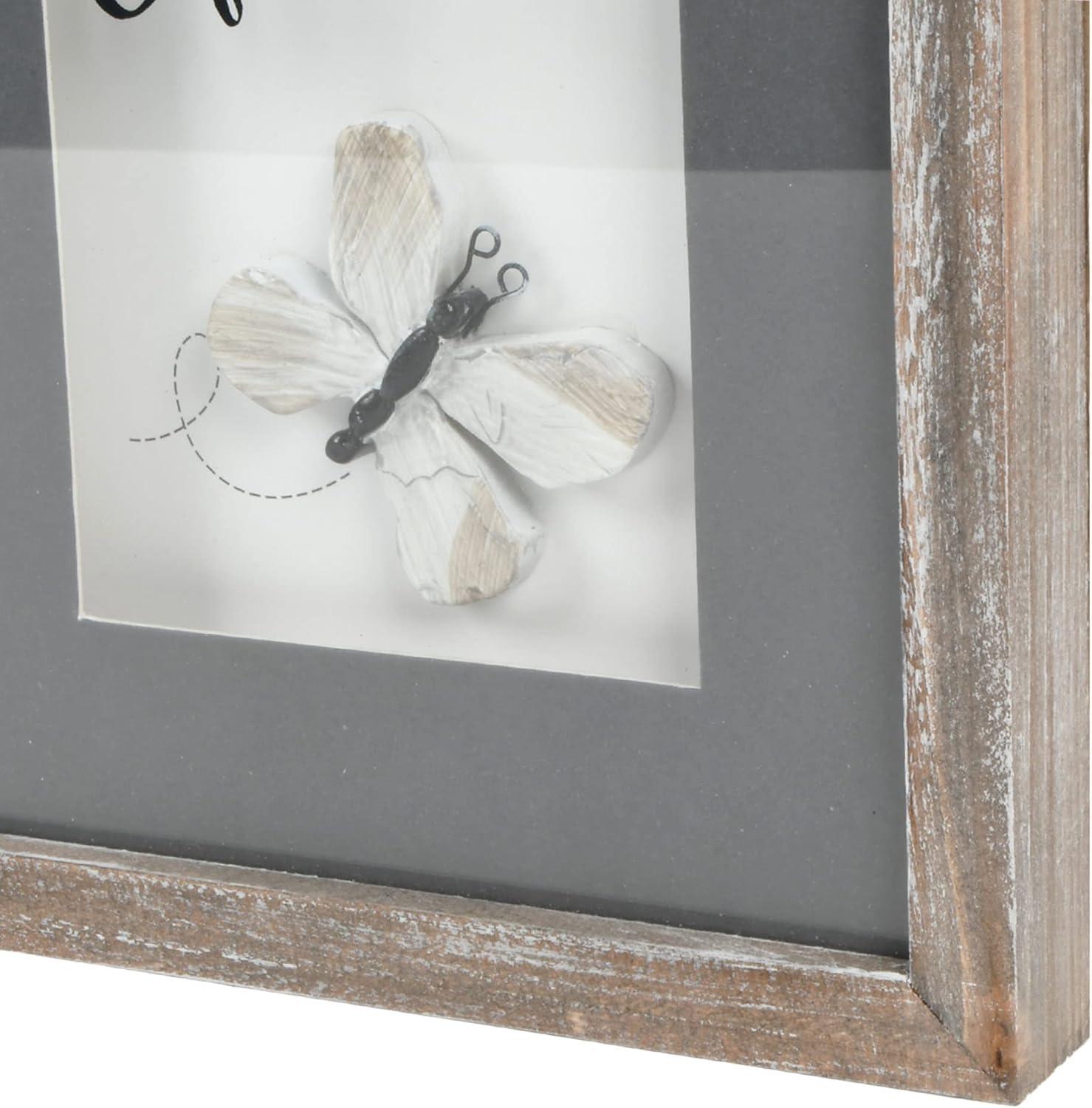 Haven Home Décor Laugh Often 8" x 10" Rustic Wall Décor, Pebble Art with Gray-Washed Frame, Natural