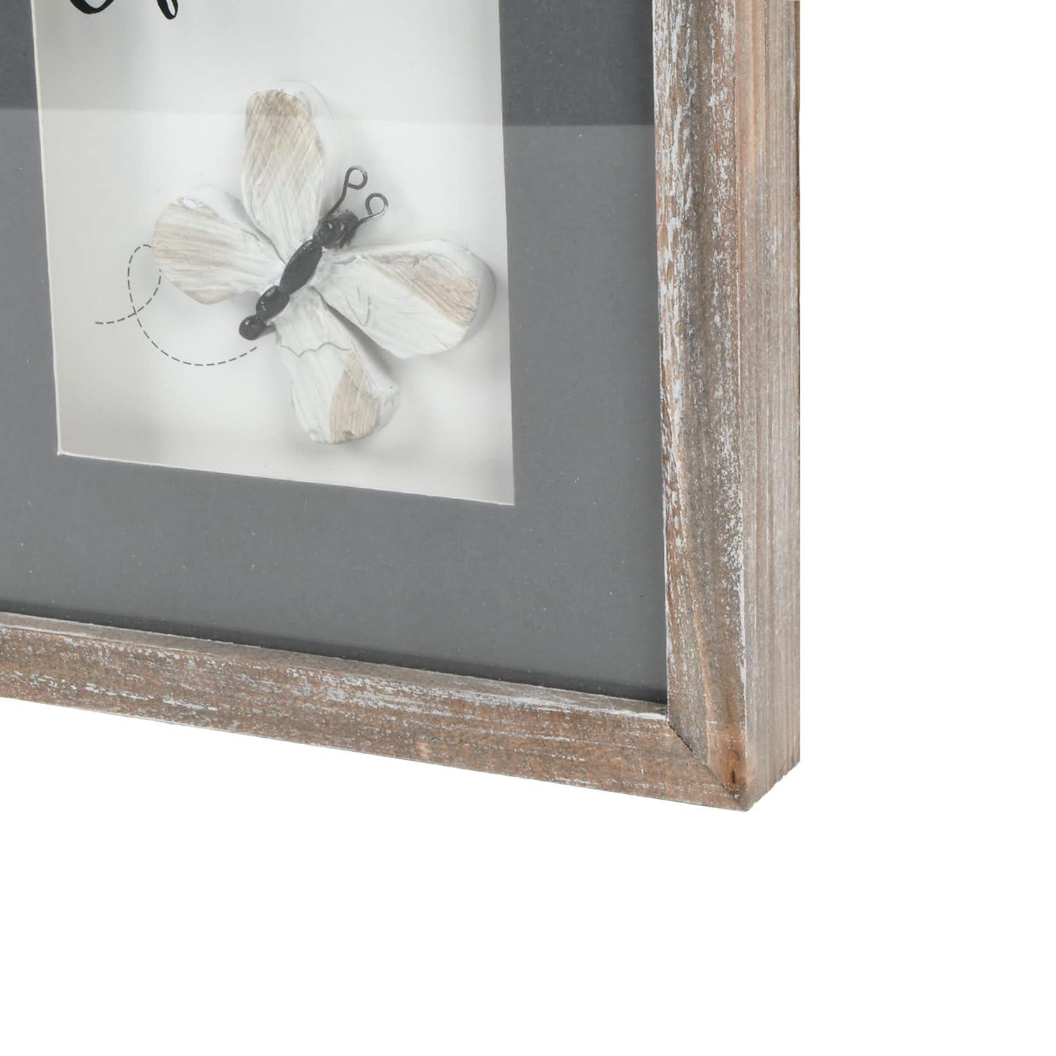 Haven Home Décor Laugh Often 8" x 10" Rustic Wall Décor, Pebble Art with Gray-Washed Frame, Natural