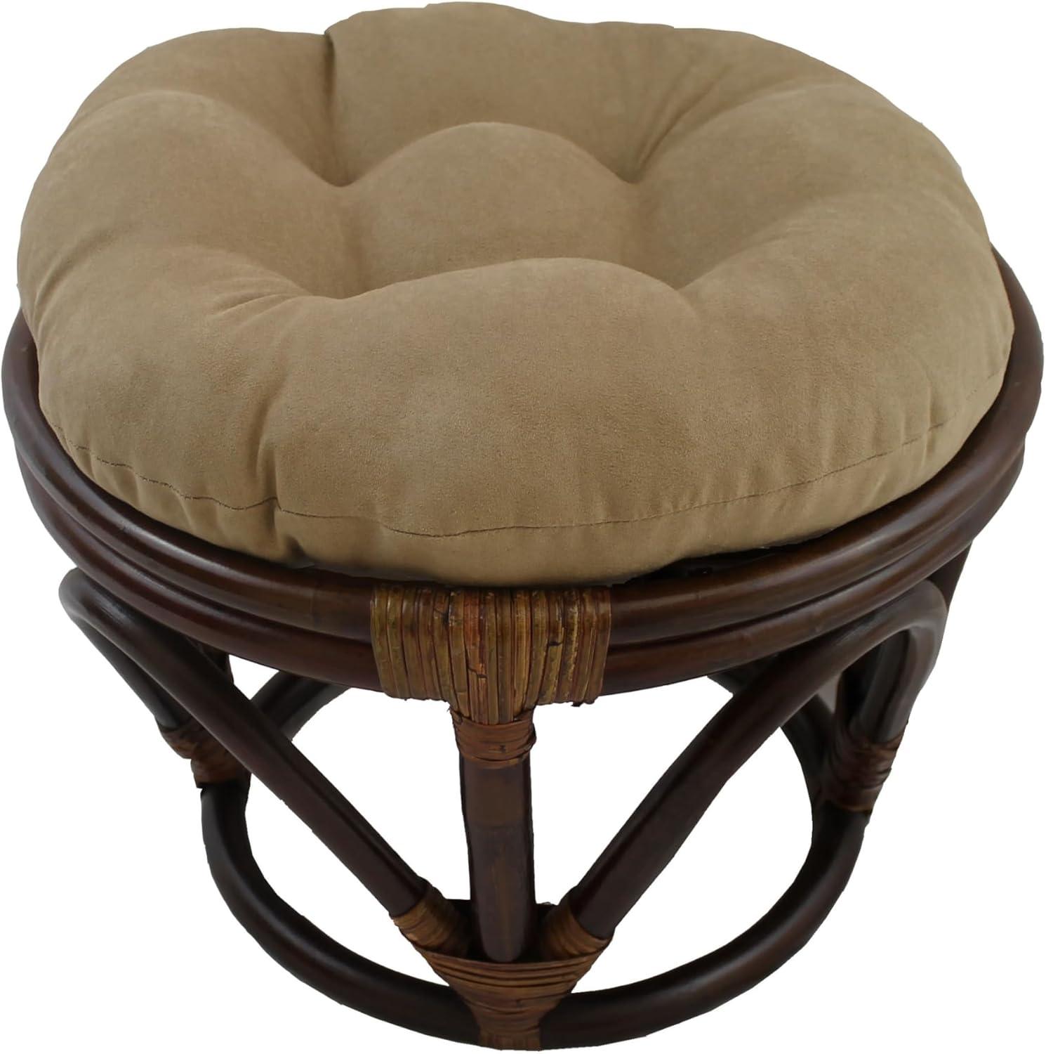 Rattan Ottoman with Micro Suede Cushion - International Caravan