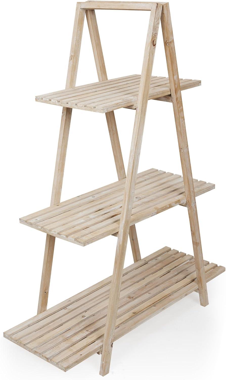 Natural Fir Wood 3-Tier Triangular Storage Rack