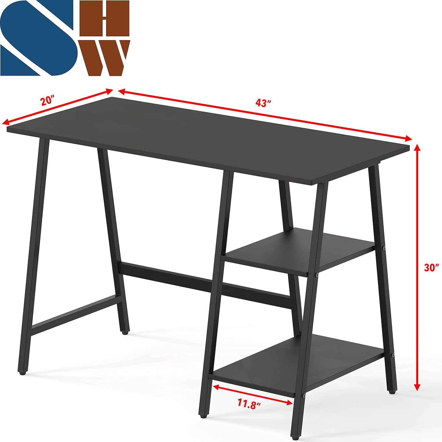 SHW Trestle 43-Inch Home Office Computer Desk, Oak