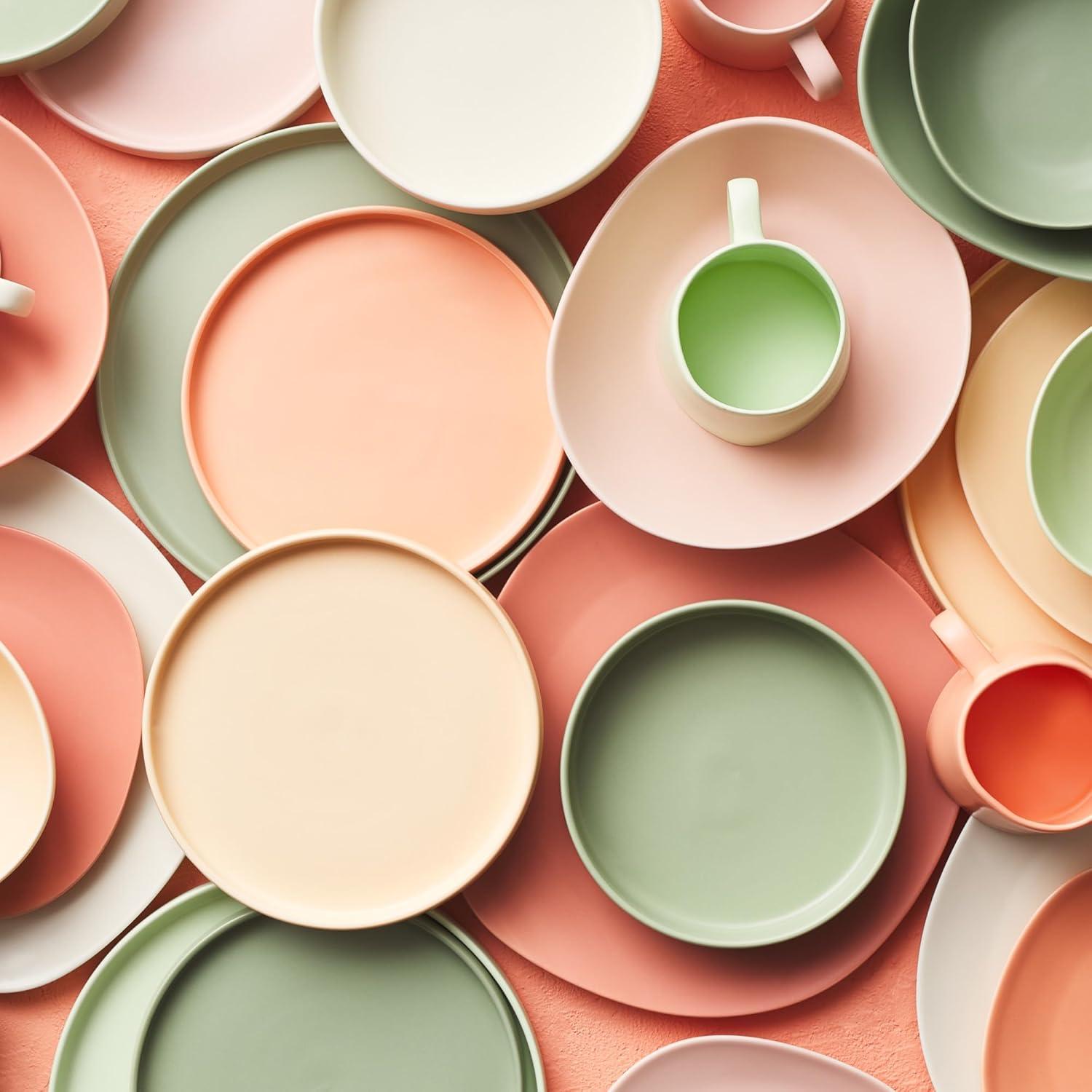 Stone + Lain Stella Porcelain Collection Dish Set, 6 Dinner Plates Service for 6, Blush