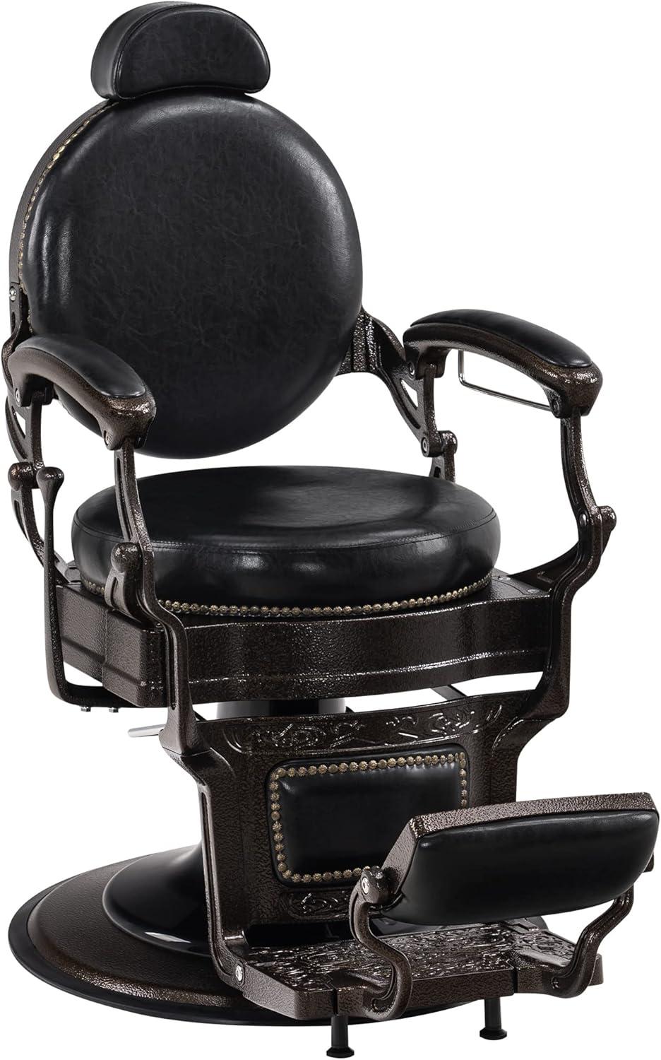 BarberPub Heavy Duty Vintage Barber Chair,  Salon Chair with Metal Frame