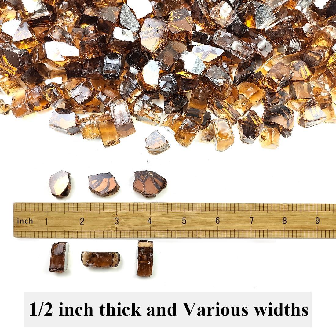 Copper Reflective Fire Glass for Fire Pit, 10 lbs