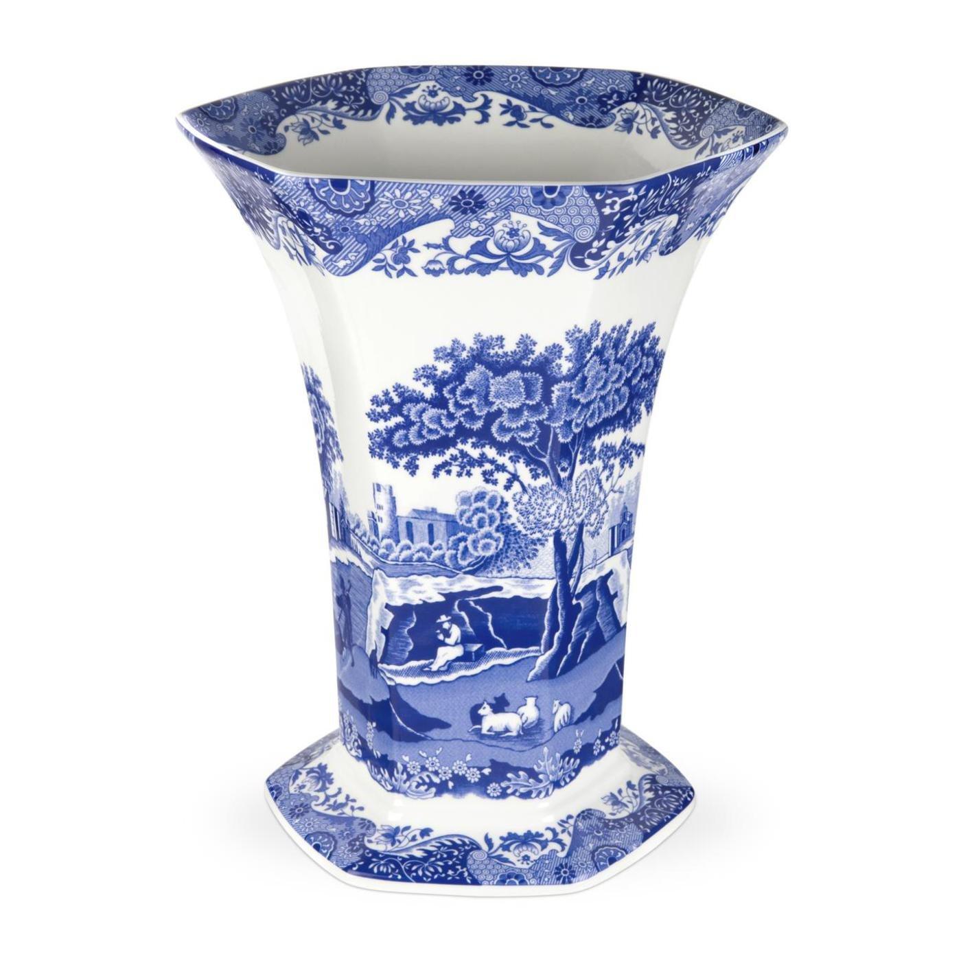 Spode Spode Blue Italian Hexagonal Vase 10.5"