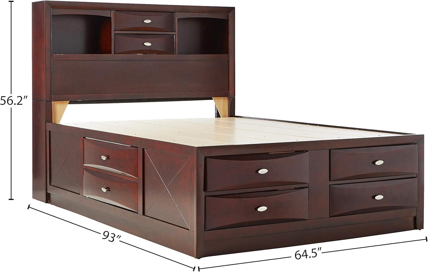 Ireland 91" Queen Bed Espresso - Acme Furniture: Brushed Nickel Hardware, Platform Storage, Microfiber Upholstery