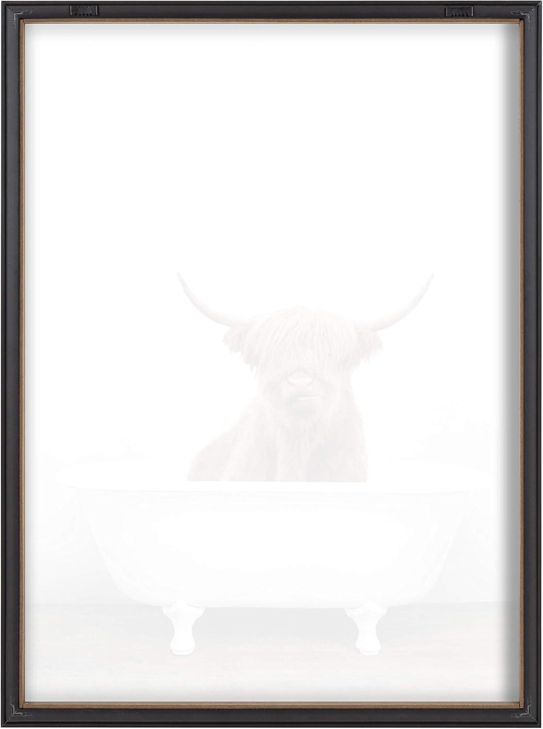 18" x 24" Blake Highland Cow in Tub Color Framed Printed Glass by Amy Peterson Art Studio - Kate & Laurel All Things Decor