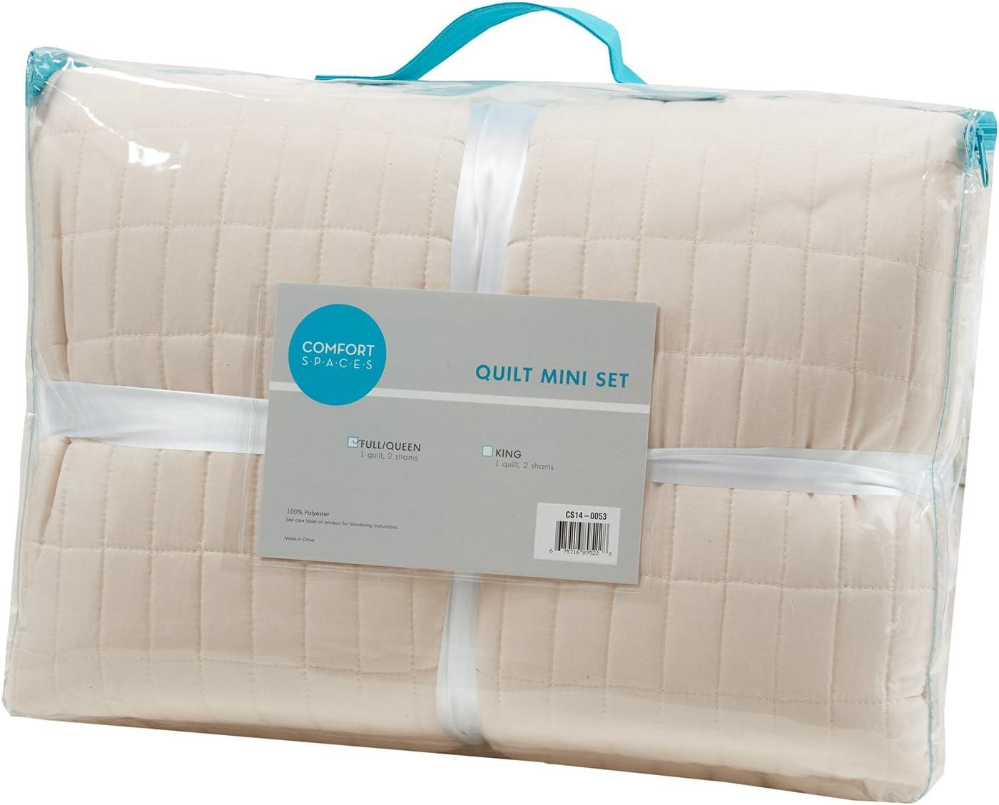 Comfort Spaces Kienna Quilt Mini Set, Full/Queen, Ivory