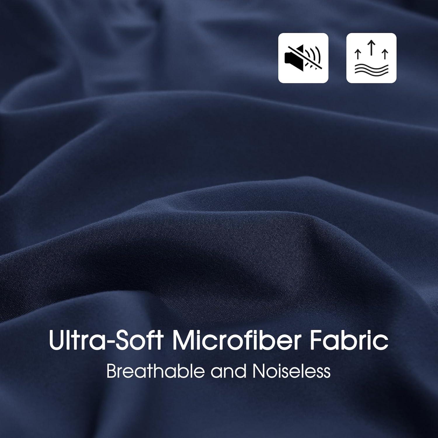 Navy and Light Gray Reversible Queen Microfiber Comforter Set